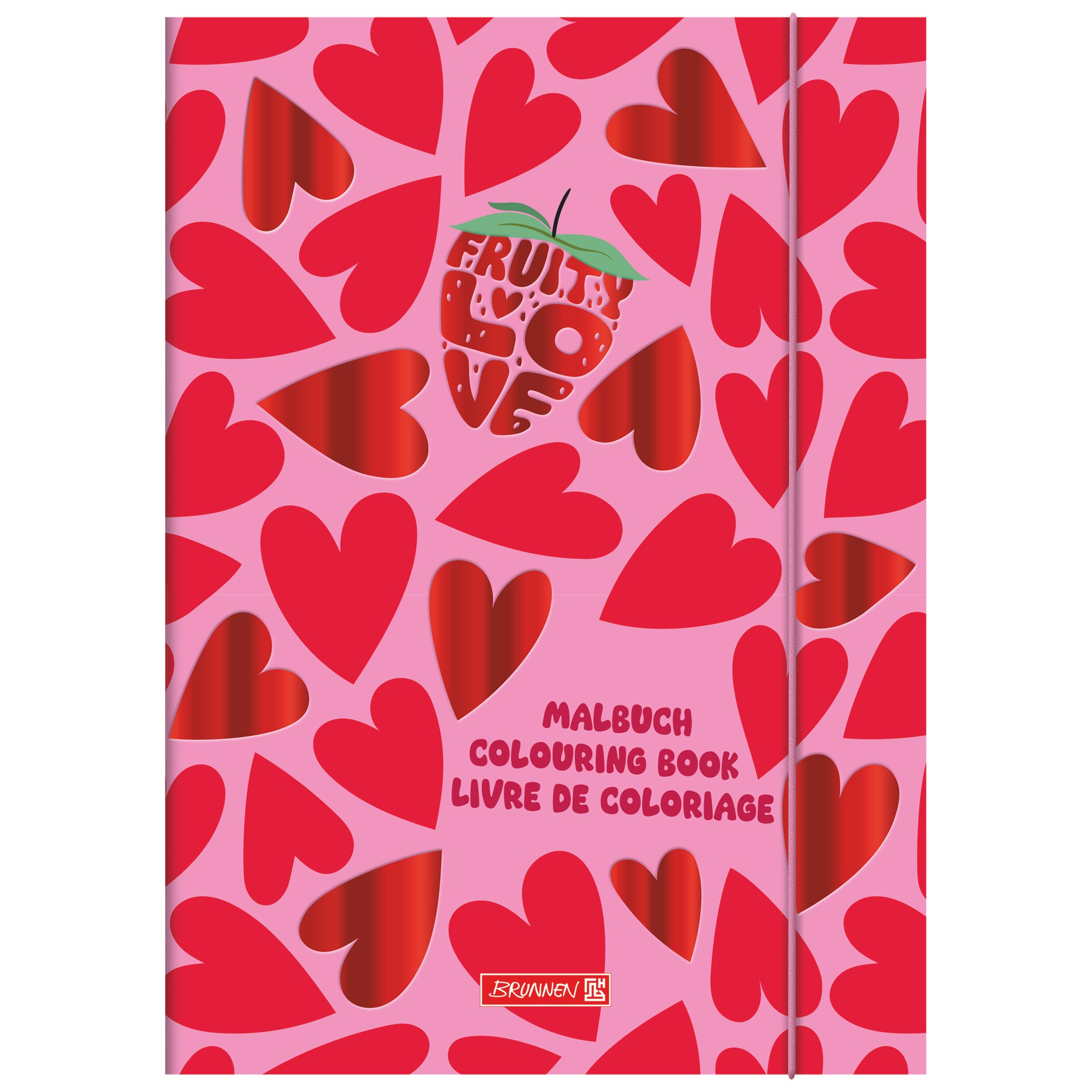 BRUNNEN Ausmalheft · Fruity Love · Rosa-Rot · mit Stickerbogen