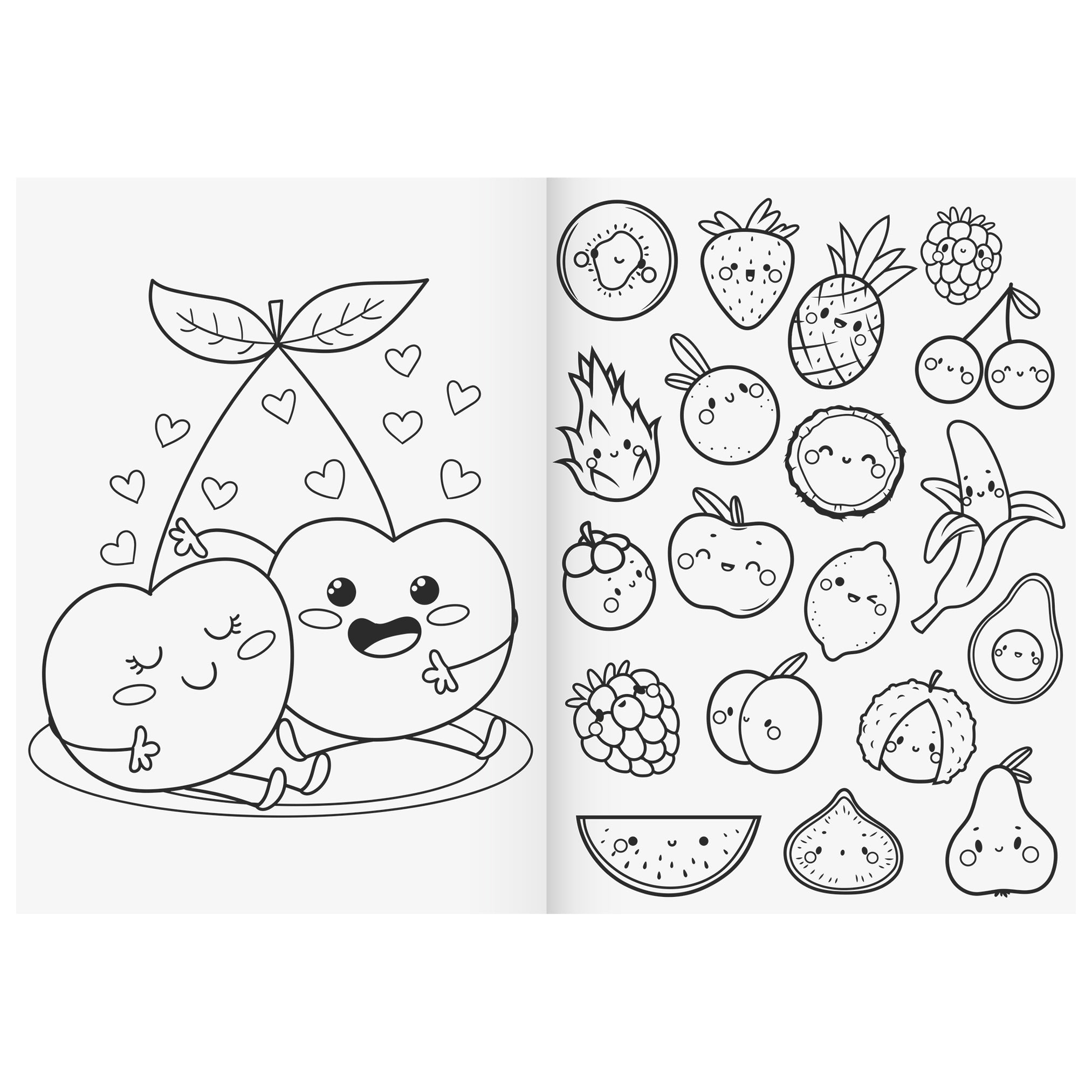 BRUNNEN Ausmalheft · Fruity Love · Rosa-Rot · mit Stickerbogen