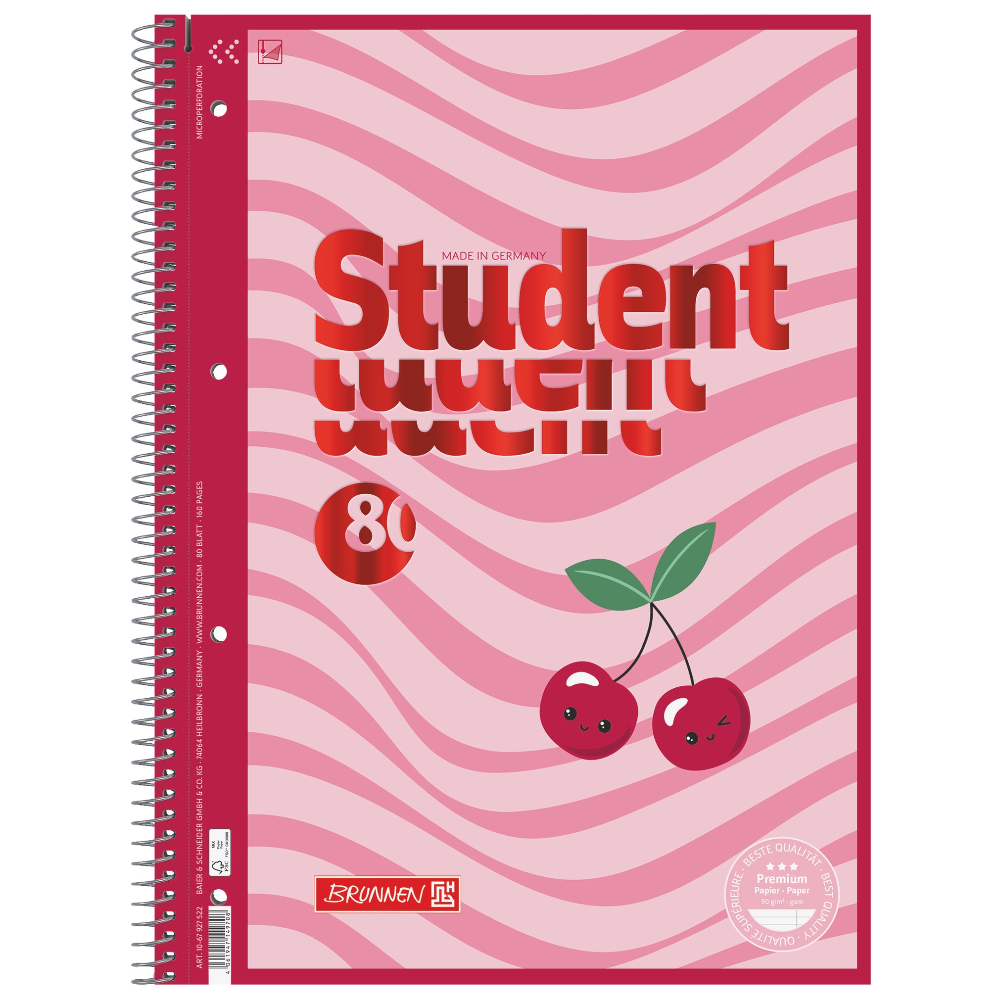 BRUNNEN Collegeblock A4 · Fruity Love · Lin. 27 · liniert · Doppelrand