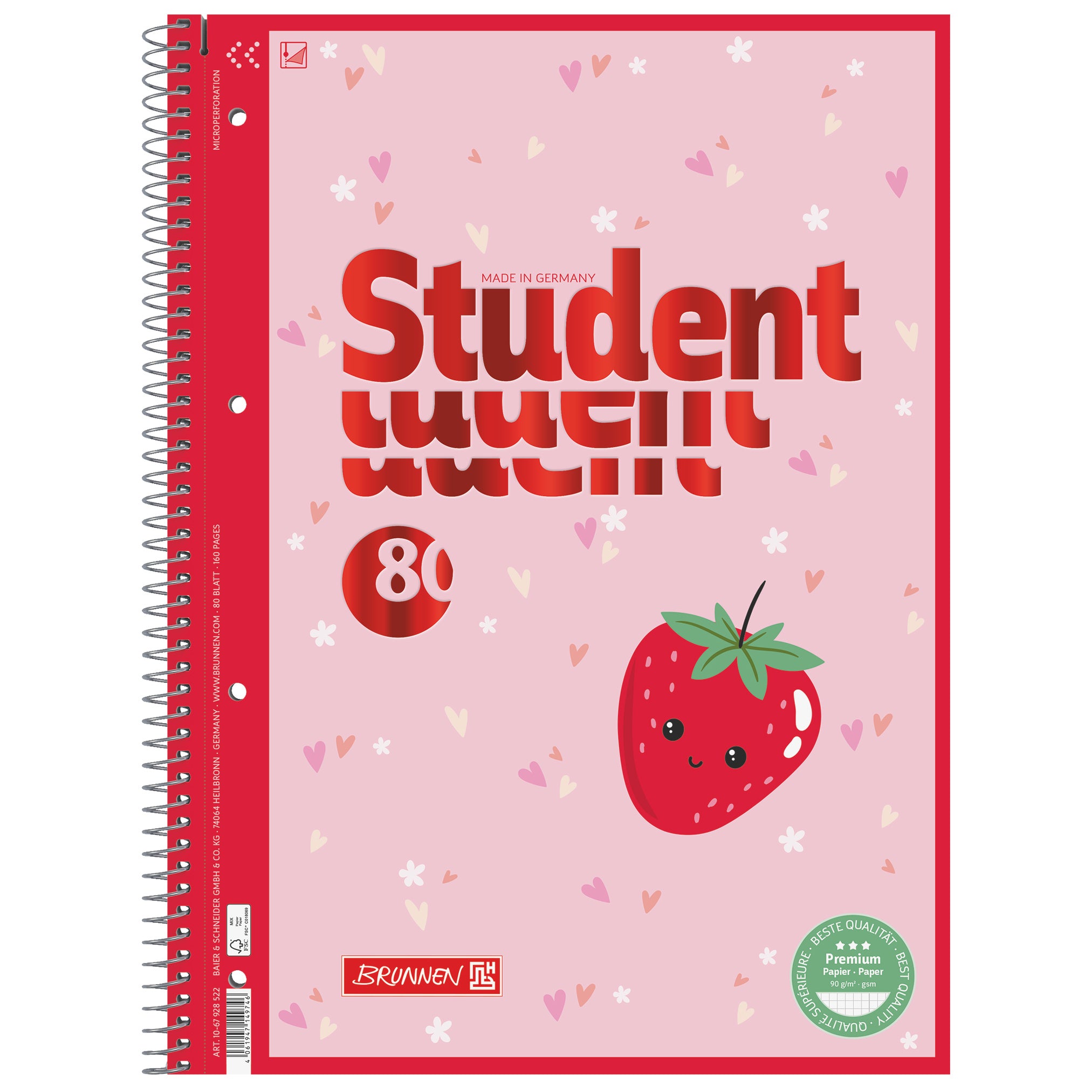 BRUNNEN Collegeblock A4 · Fruity Love · Lin. 28 · kariert · Doppelrand