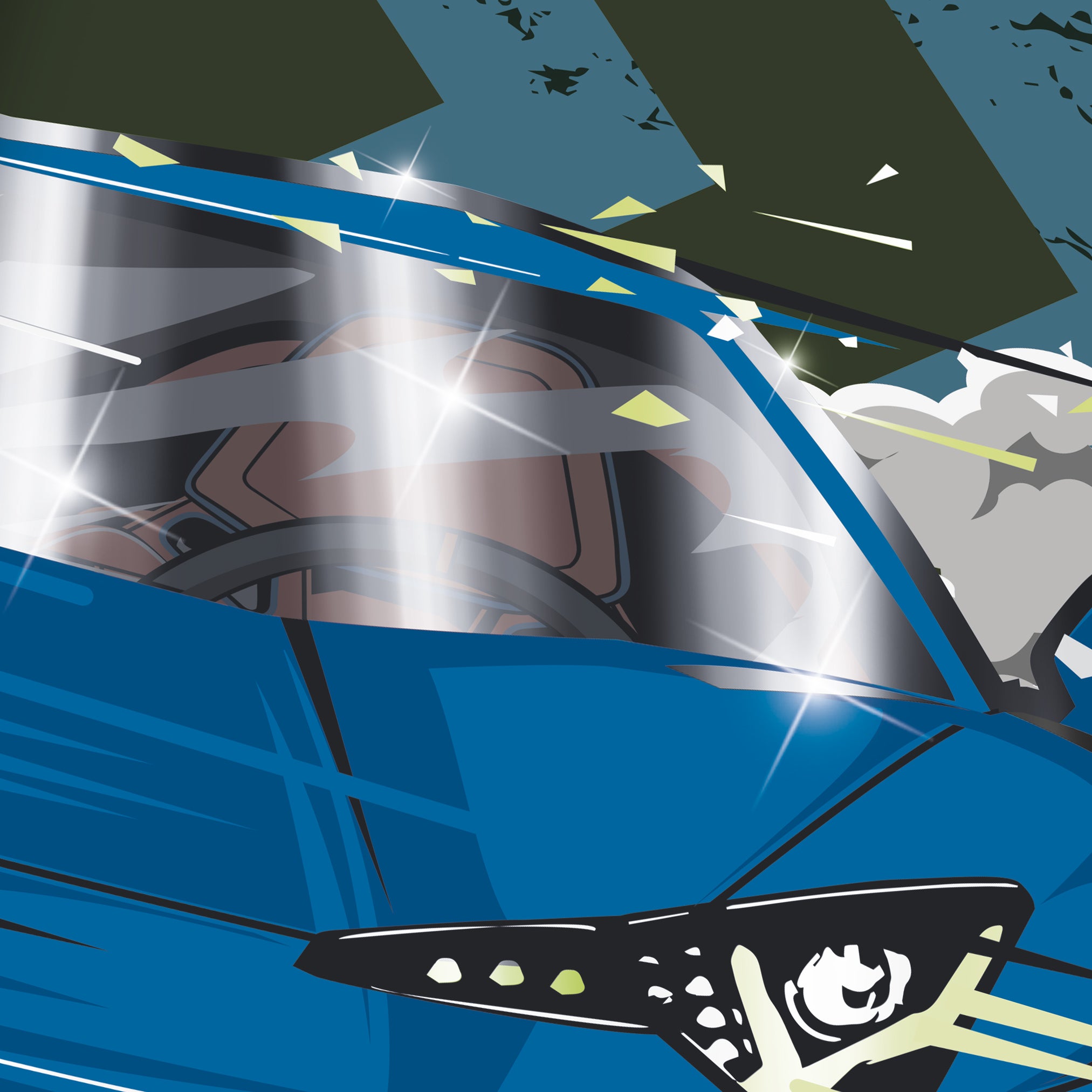 BRUNNEN Ringbuch A4 · schmal · Fast Wheels · Auto · Grün-Blau