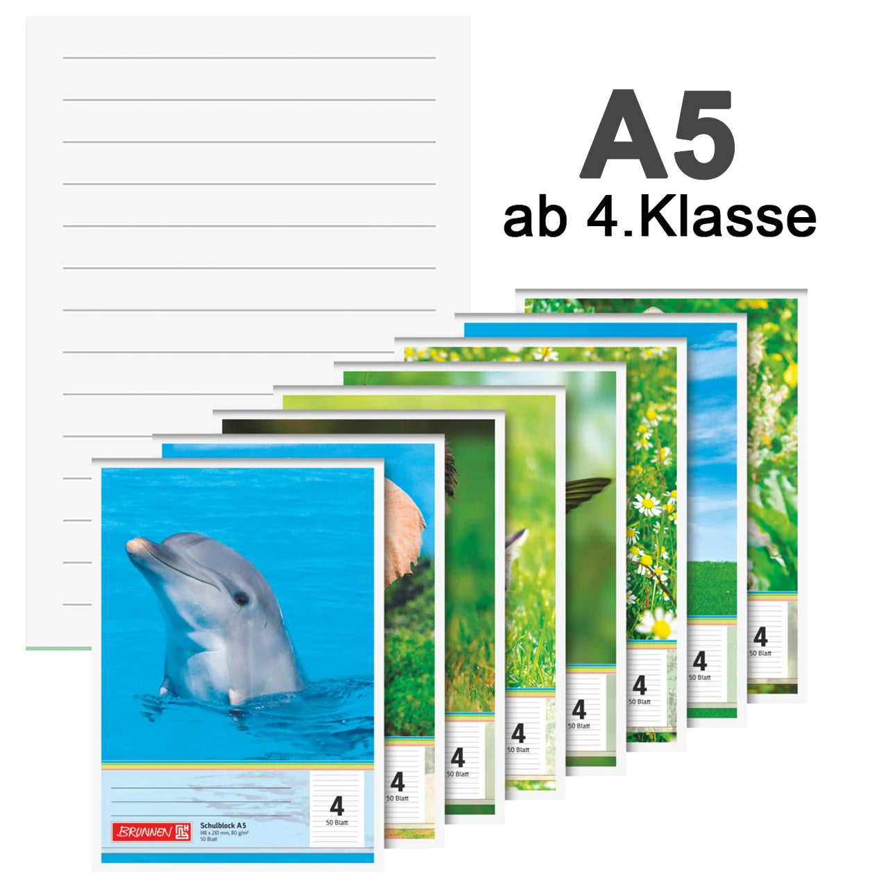 BRUNNEN Schulblock A5 · Lineatur 4 · liniert · ab 4. Klasse