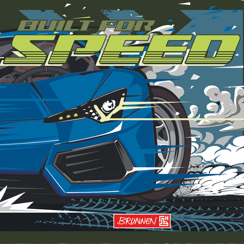 BRUNNEN Schulpinsel 8er-Set · Fast Wheels · Auto · Blau · Etui