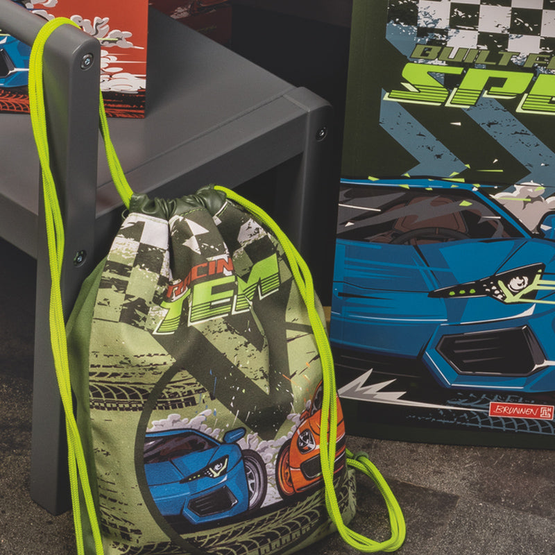 BRUNNEN Turnbeutel · Sportbeutel · Fast Wheels · Auto · Grün