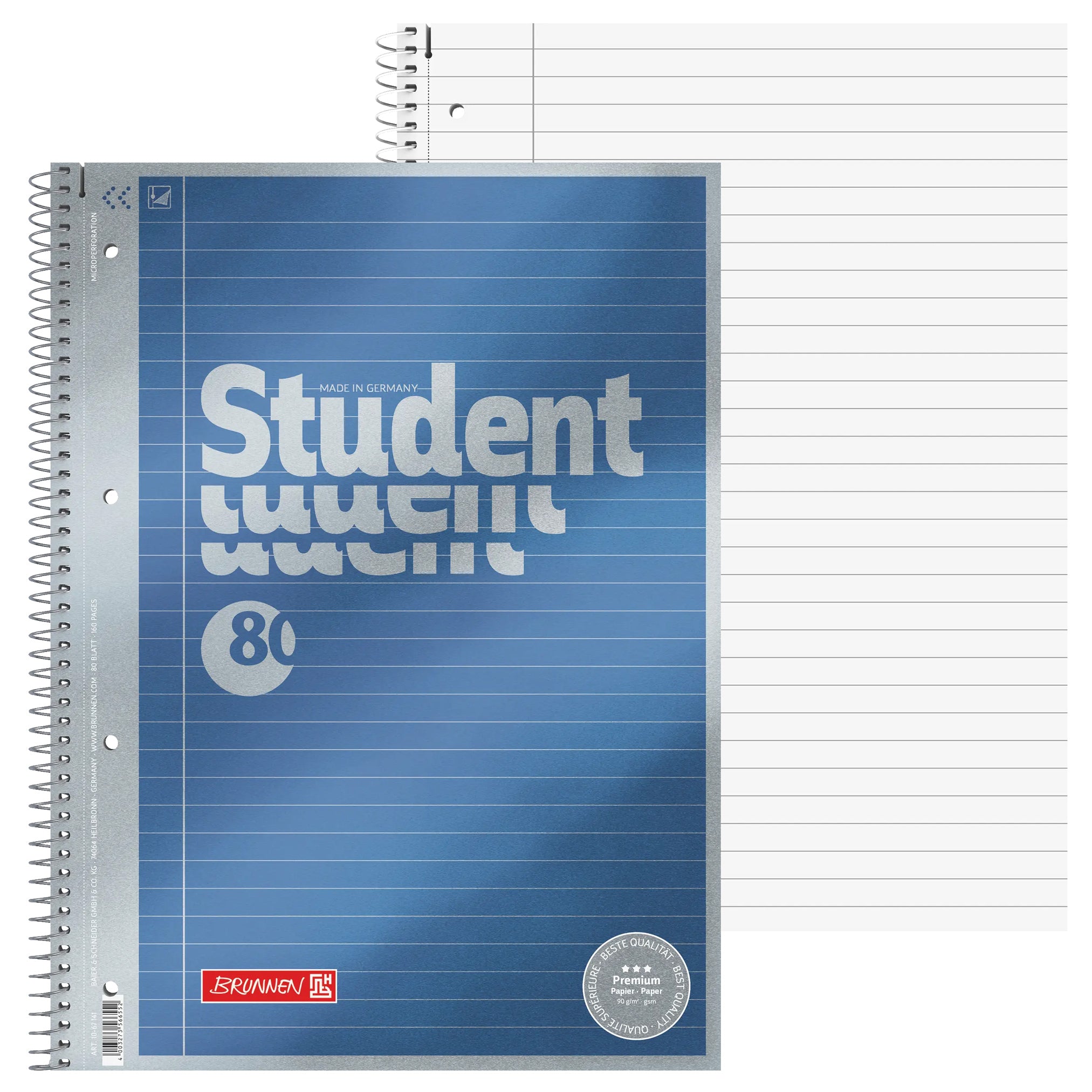 Brunnen Collegeblock A4 Premium · Lin. 21 · liniert · Rechtshänder