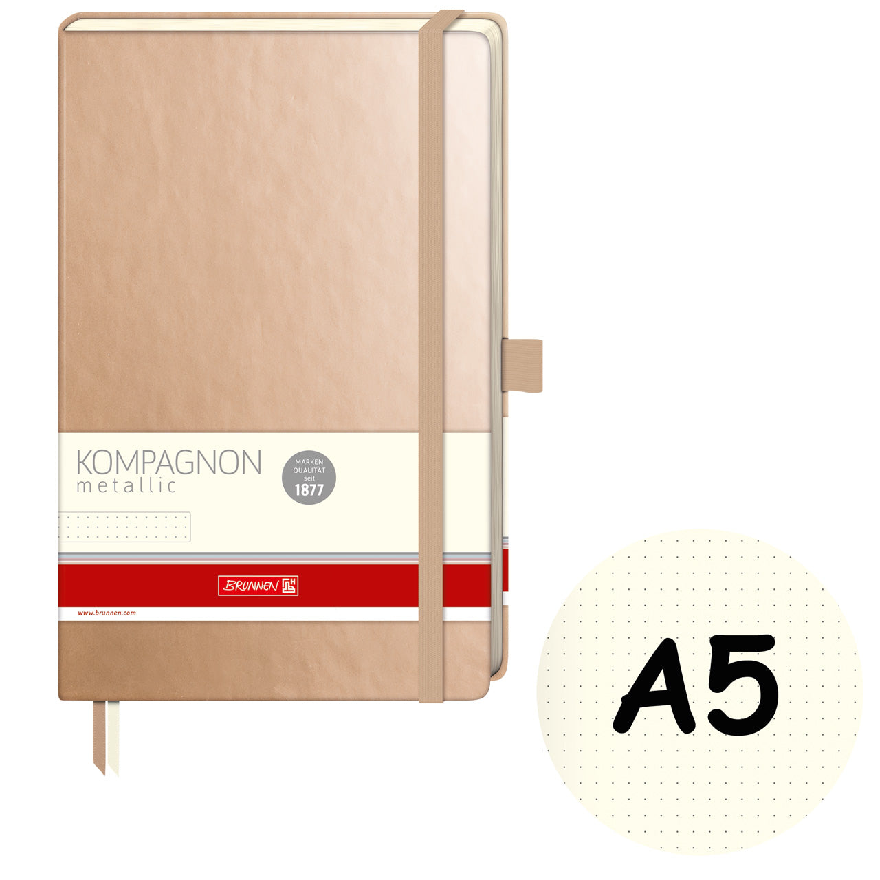 Brunnen-Notizbuch-A5-Kompagnon-Metallic-dotted-gold-kaufen-105554891-lafueliki
