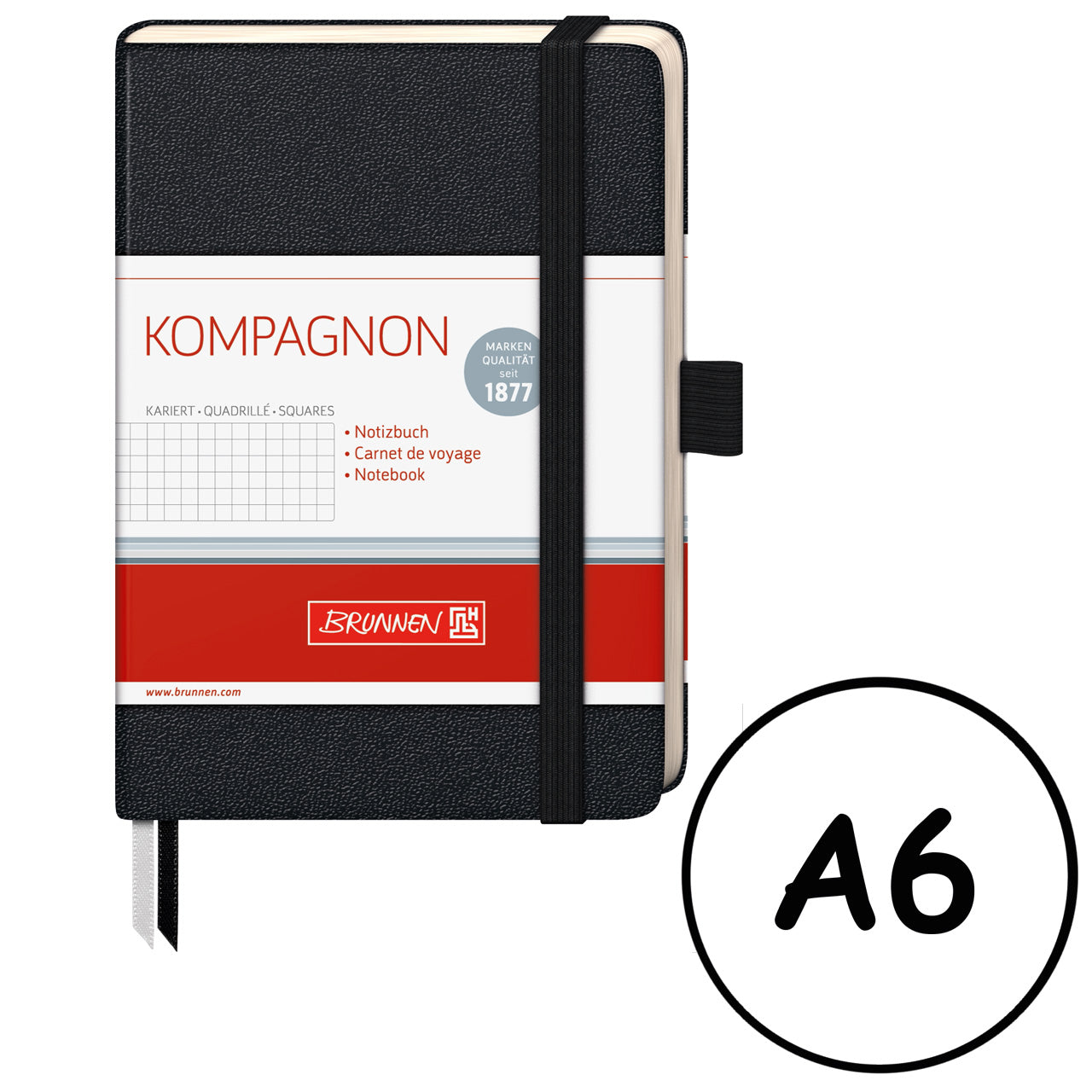 Brunnen-Notizbuch-A6-Kompagnon-liniert-kariert-dottes-blanko-schwarz-kaufen-lafueliki