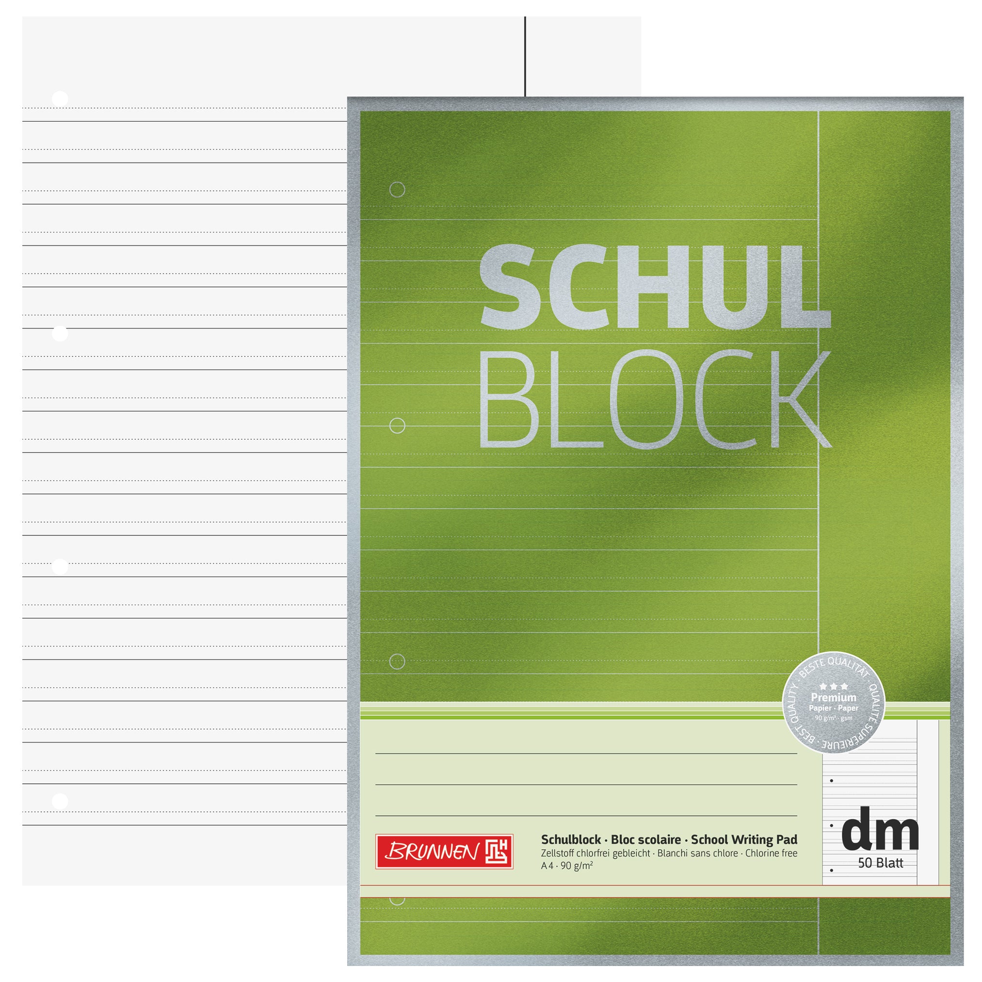 Brunnen Schulblock Premium A4 Lineatur dm