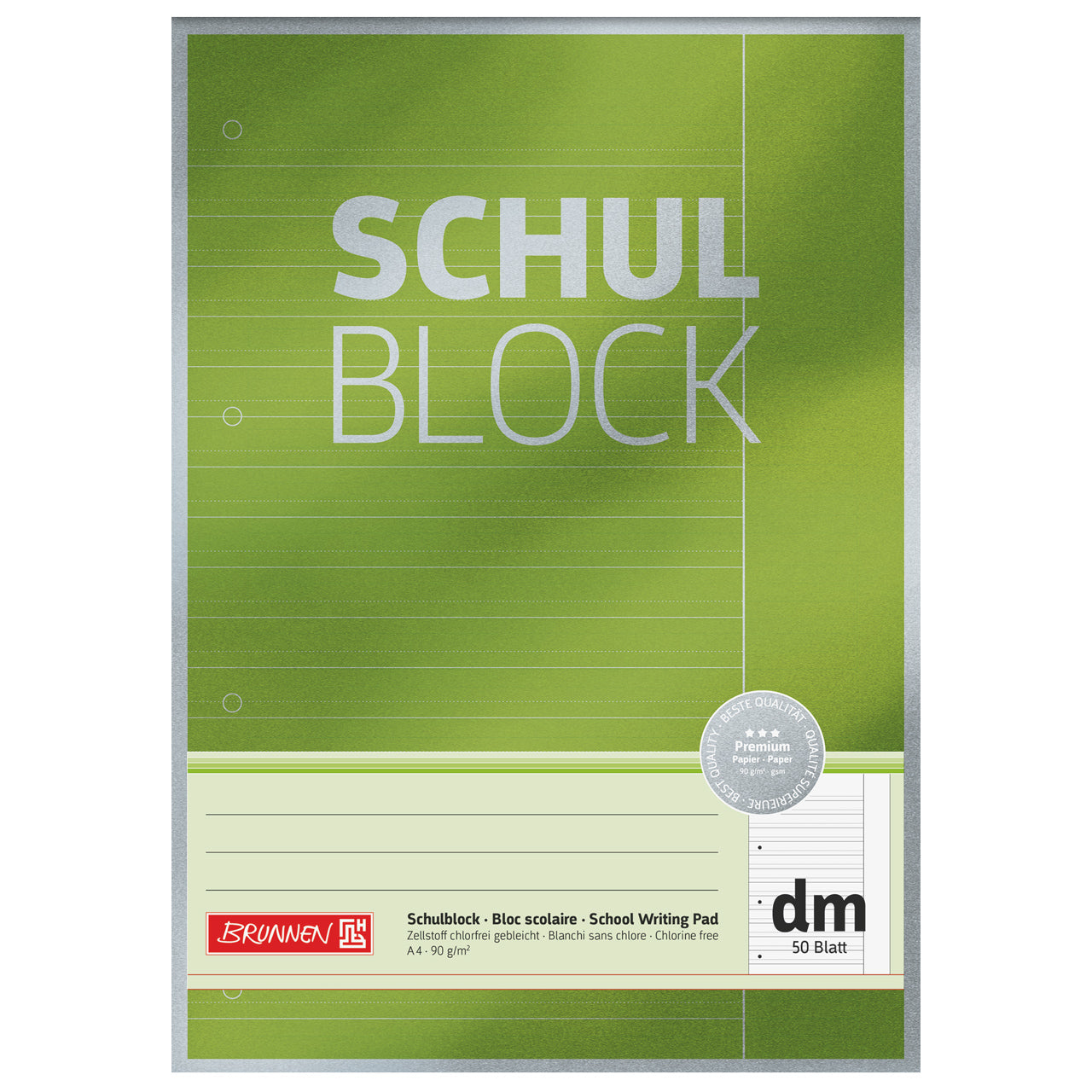 Brunnen Schulblock Premium A4 Lineatur dm