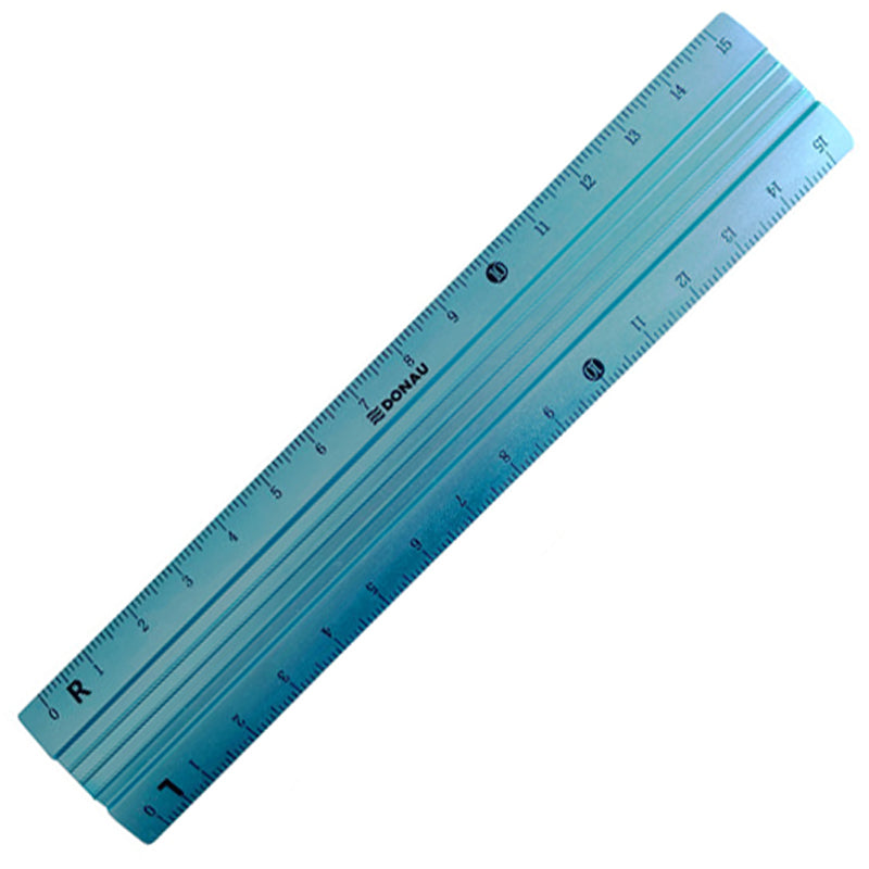 DONAU Lineal aus Aluminium · 15 cm · für Rechts- und Linkshänder