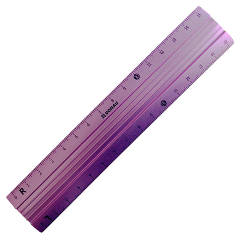 DONAU Lineal aus Aluminium · 15 cm · für Rechts- und Linkshänder