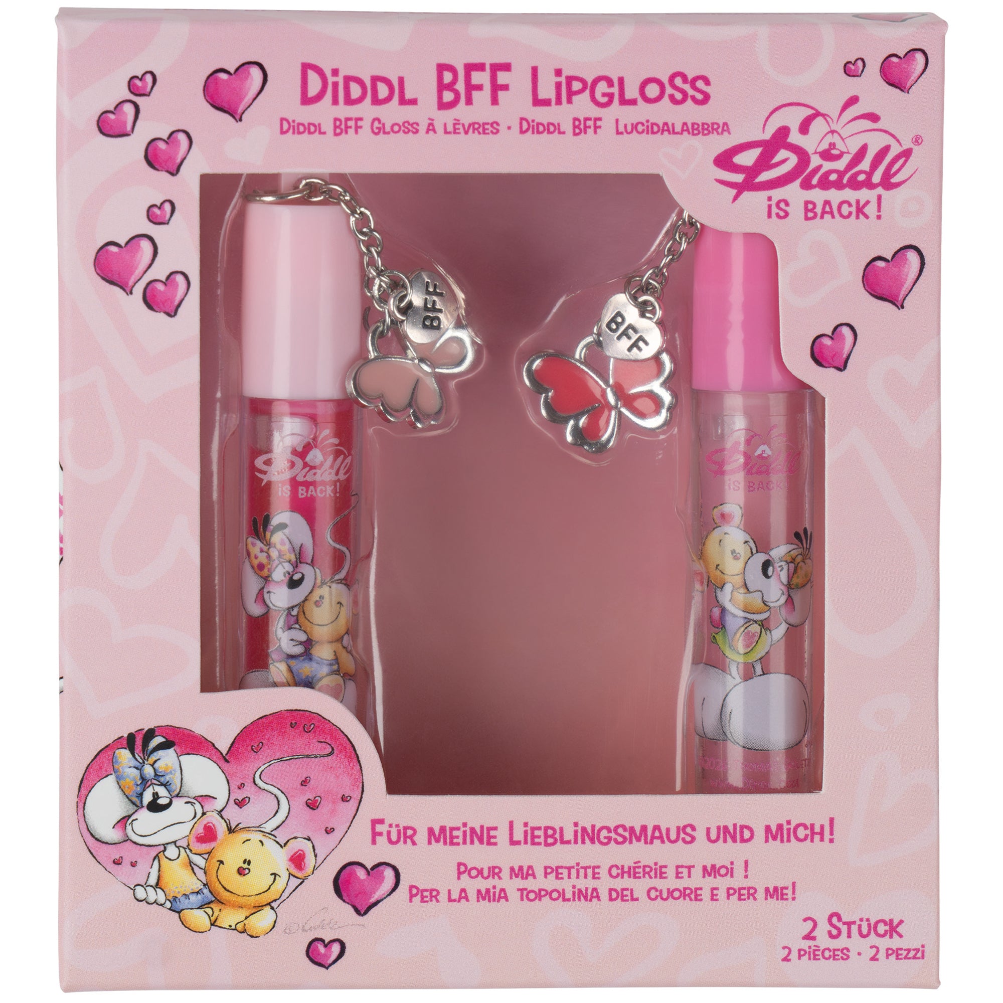 Diddl BFF Lipgloss-Set · 2 Lipglosse mit Schmetterlingsanhänger