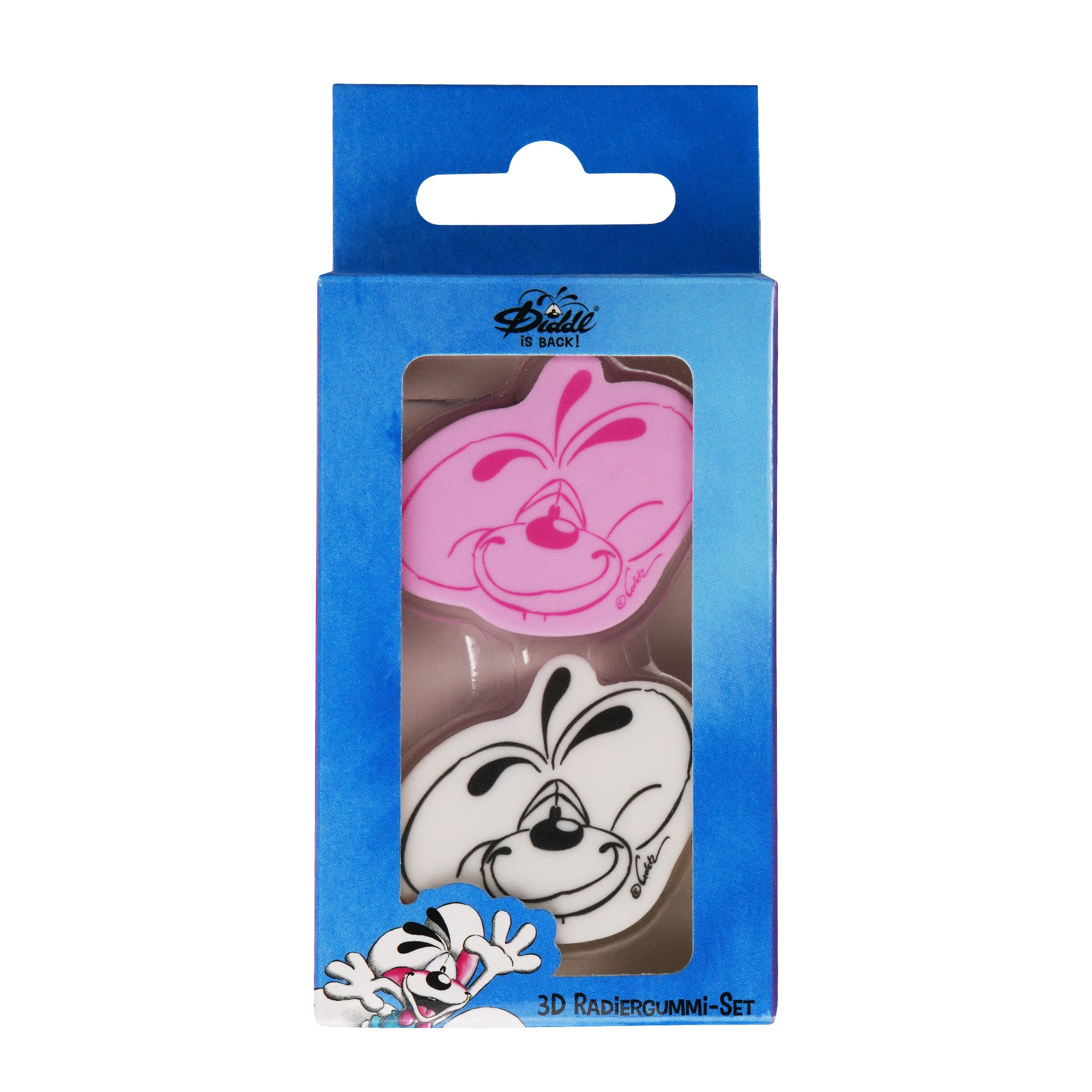 Diddl Radiergummi · 3D · 2er Set · Rosa & Weiß