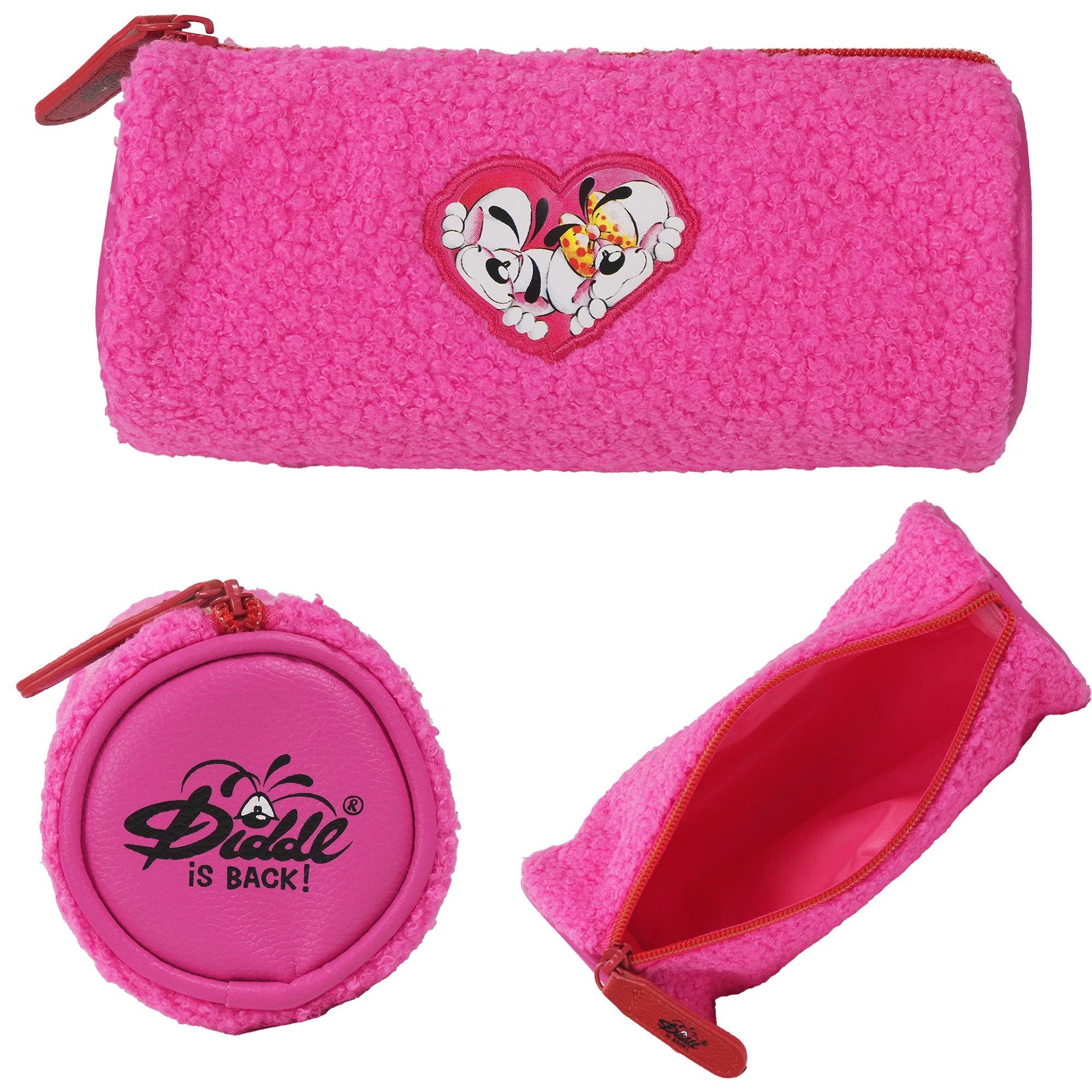 Diddl Schlamper-Etui · aus Plüsch · rund · Rosa