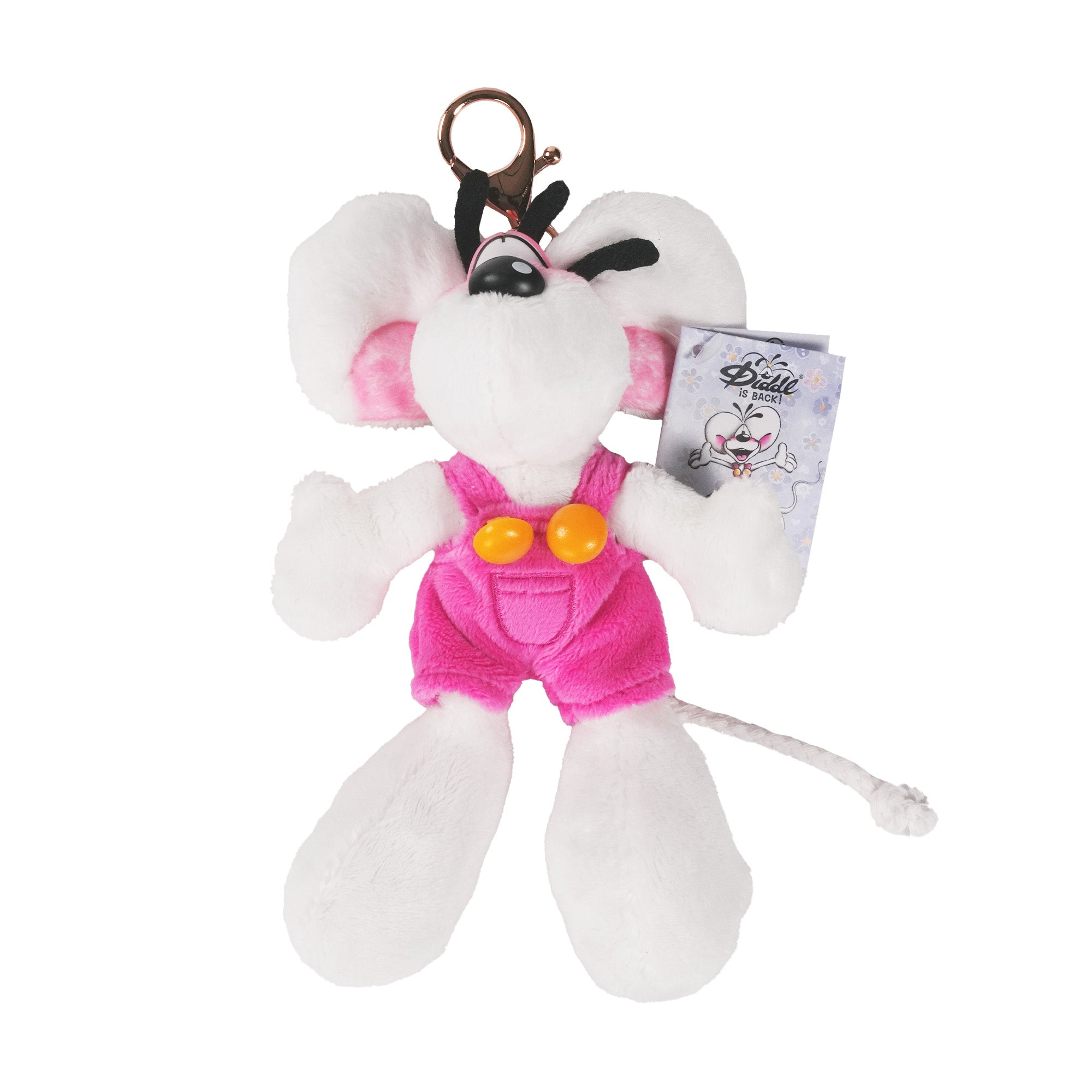 Diddl Schlüsselanhänger · 15 cm · Diddl Maus · Latzhose · Rosa