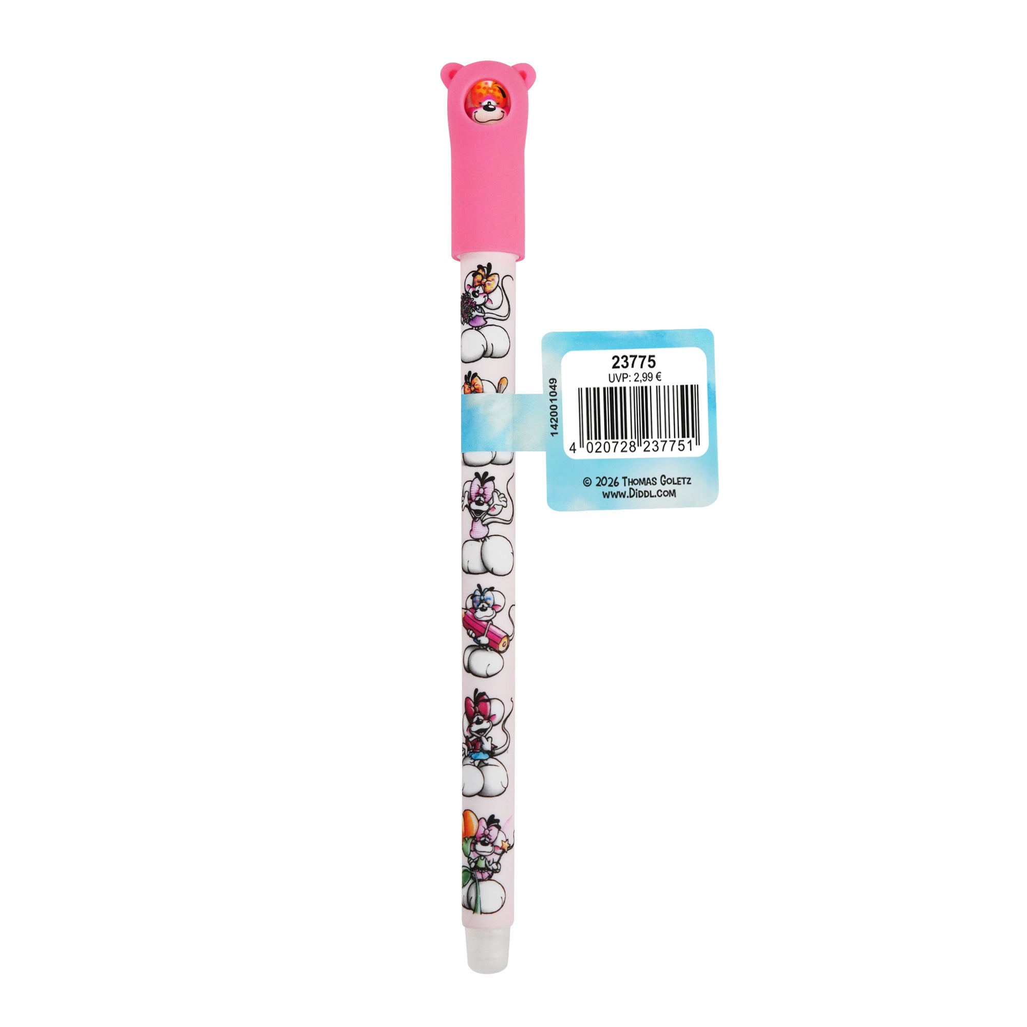 Diddl radierbarer Gelstift · mit Diddl-Motiven & Stiftaufstecker