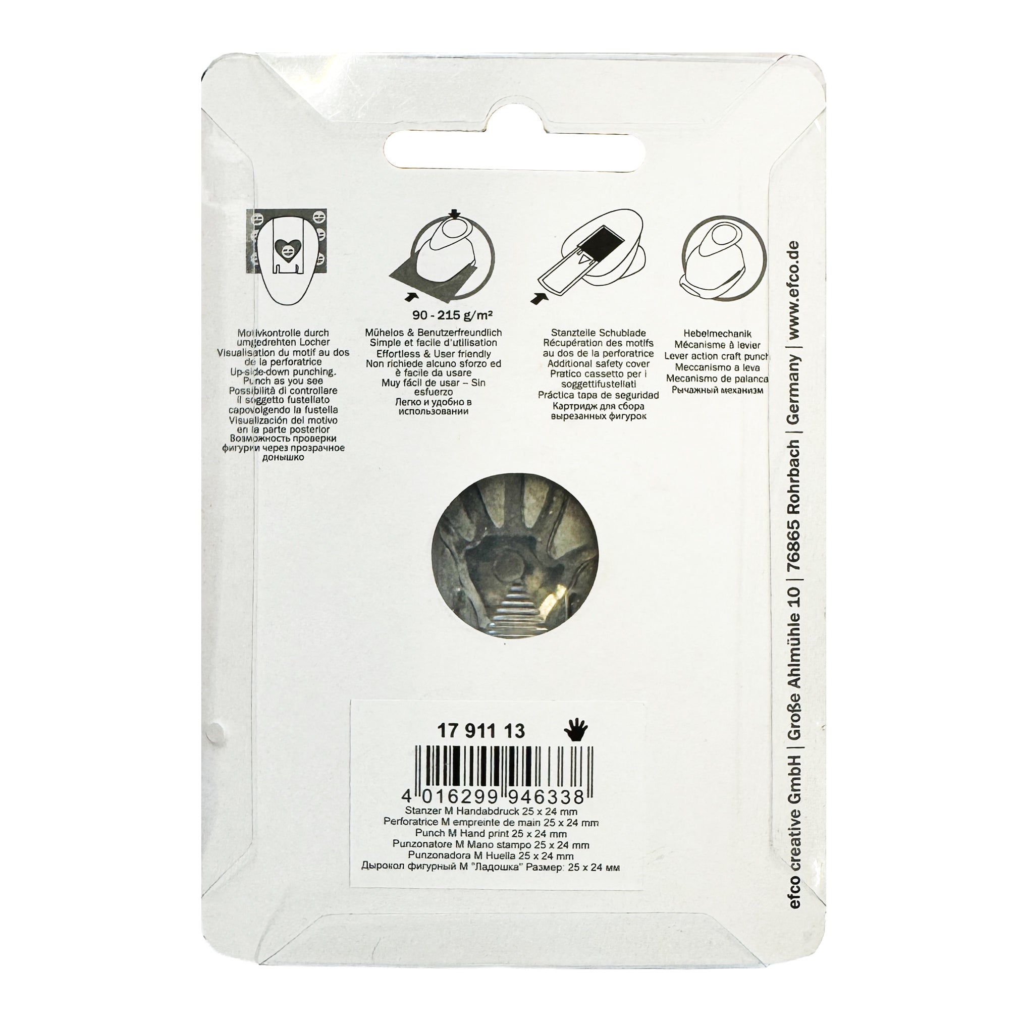 Efco Motivstanzer M · Hand/Handabdruck · 2,4 cm · Hebelmechanik