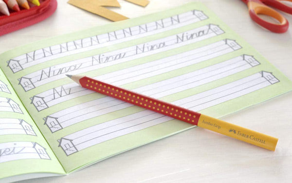 FABER-CASTELL-Jumbo-Grip-tow-tone-rot-orange-auf-heft-lafueliki