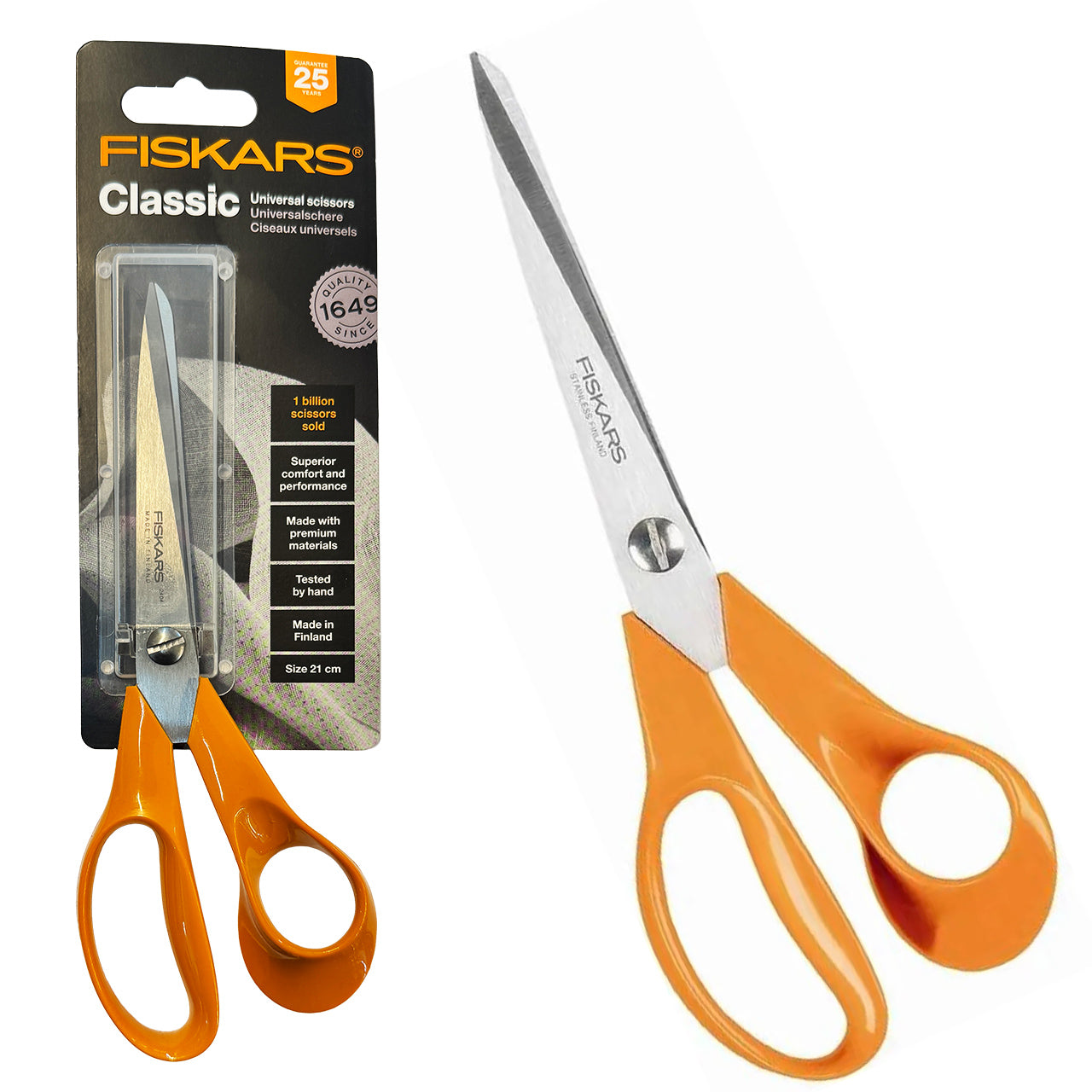 FISKARS Classic Universalschere · 21 cm · Rechtshänder · Orange