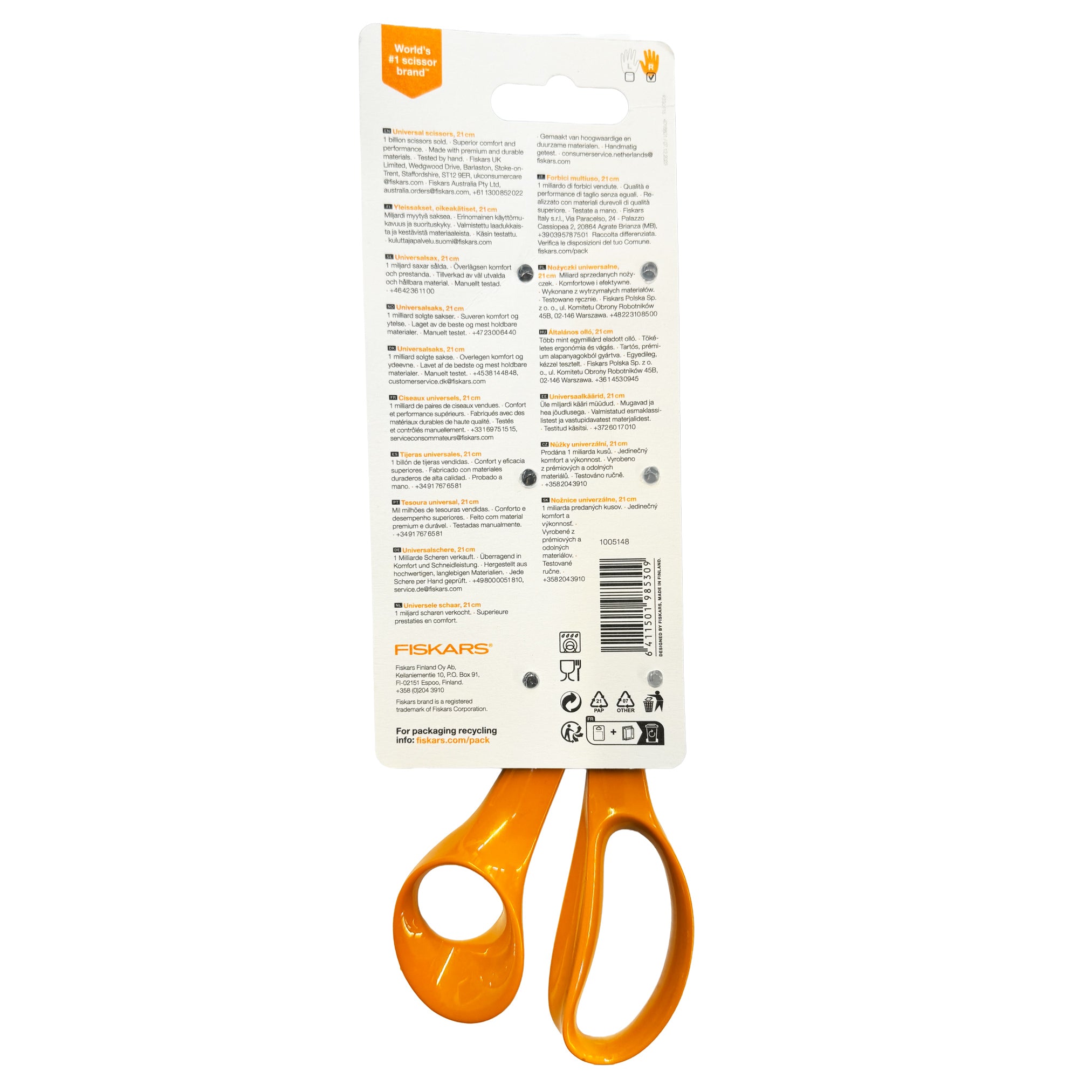 FISKARS Classic Universalschere · 21 cm · Rechtshänder · Orange
