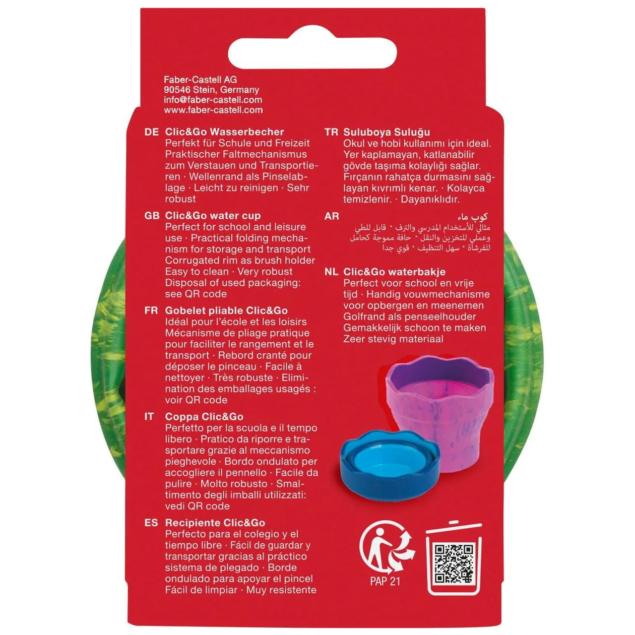 Faber-Castell Wasserbecher CLIC & GO · faltbar · für Schule & Freizeit