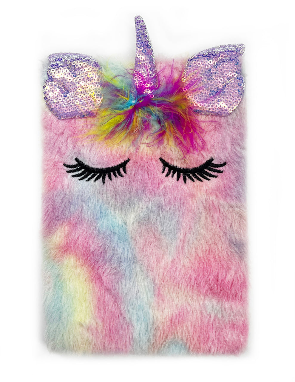 Flauschiges-Notizbuch-A5-Einhorn-schlafen-31338-Fellimitat-mit-Applikationen-kaufen-lafueliki