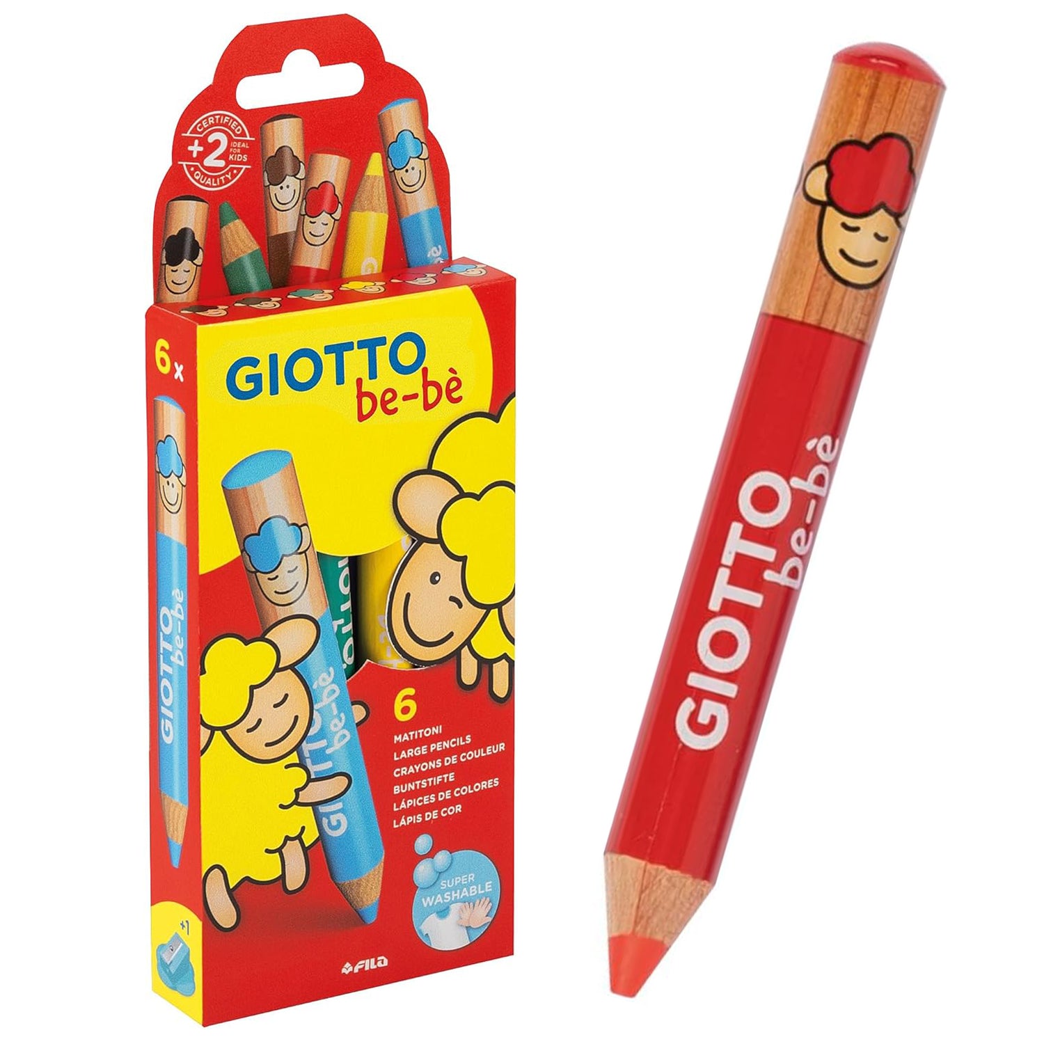 GIOTTO be-be Super-Farbstifte 6er + Spitzer (ab 2)