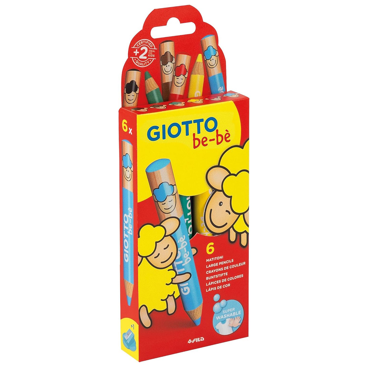 GIOTTO be-be Super-Farbstifte 6er + Spitzer (ab 2)