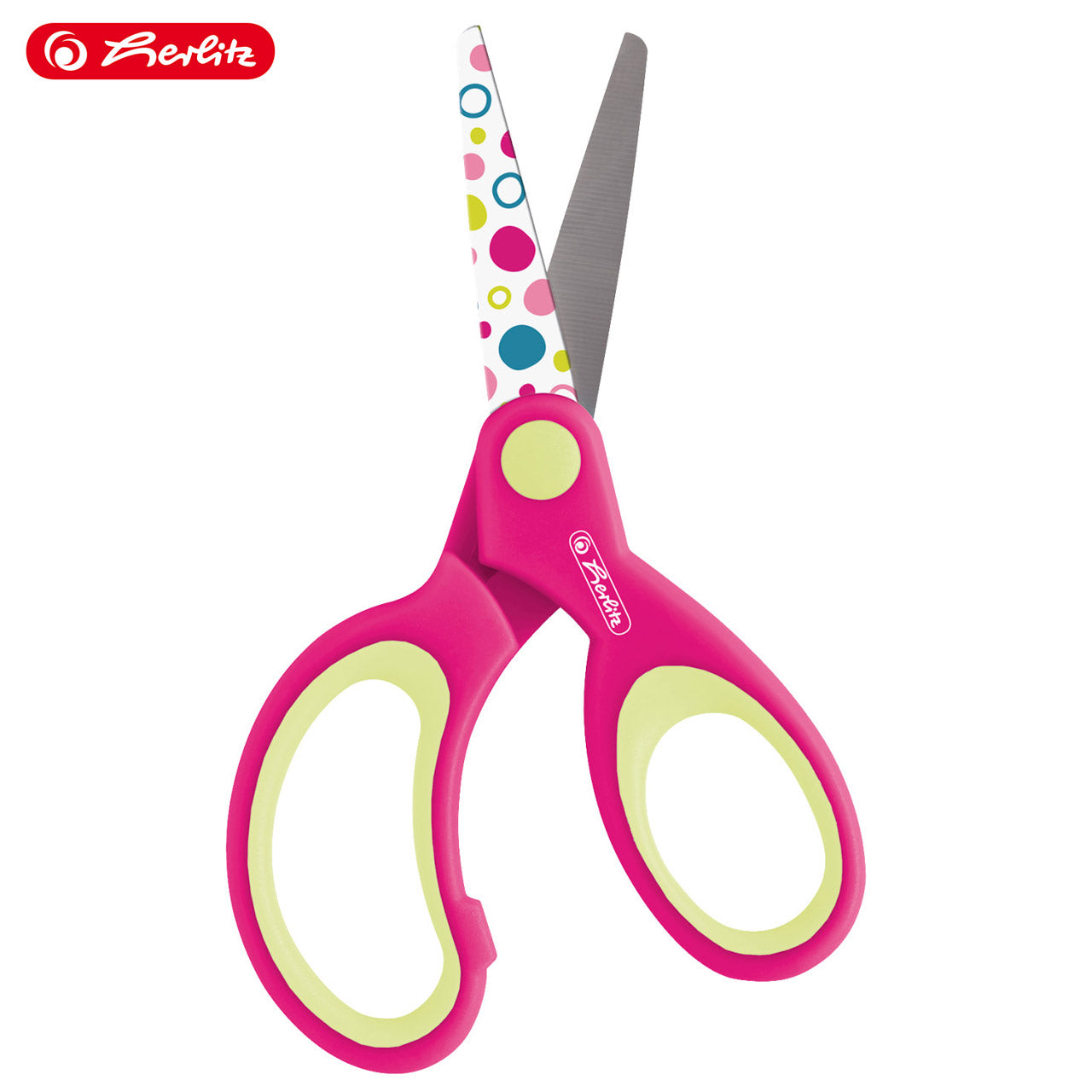 Herlitz-Bastelschere-Rechtshander-Design-rund-13cm-10897171-pink_gelb-57708-offen-4008110336282-10897163-Schere-lafueliki