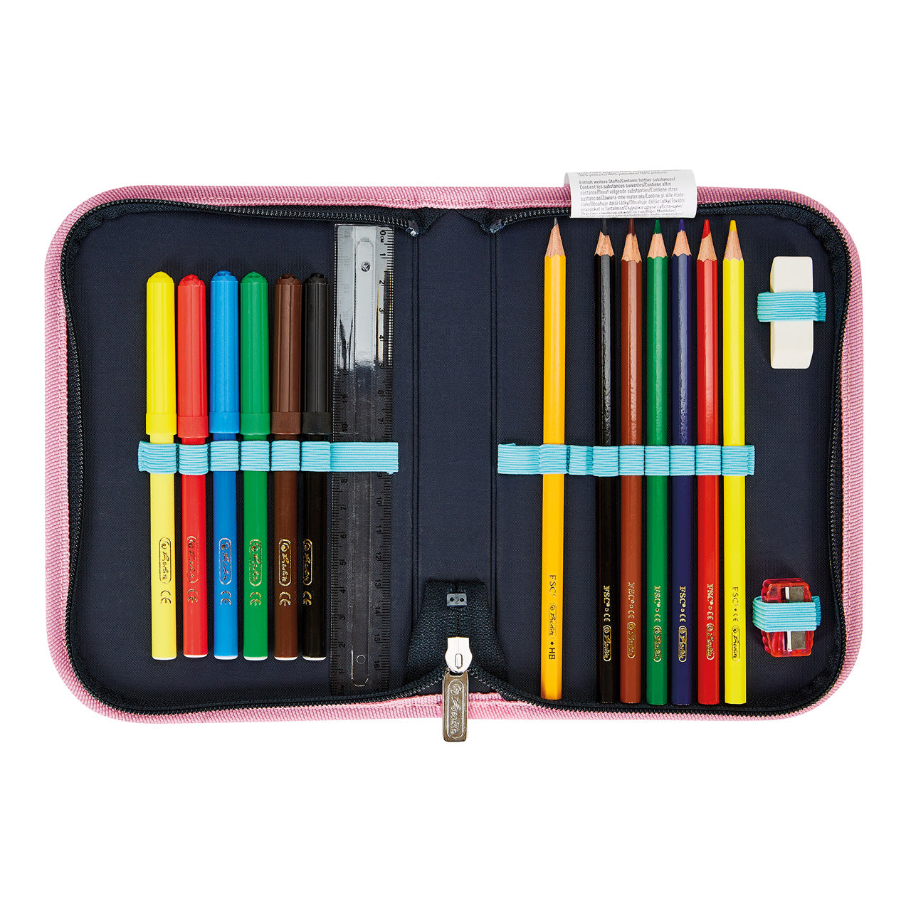 Herlitz-Schulranzen-Loop-Einhorn-Unicorn-4008110282589-federmappe-offen-befuellt-lafueliki