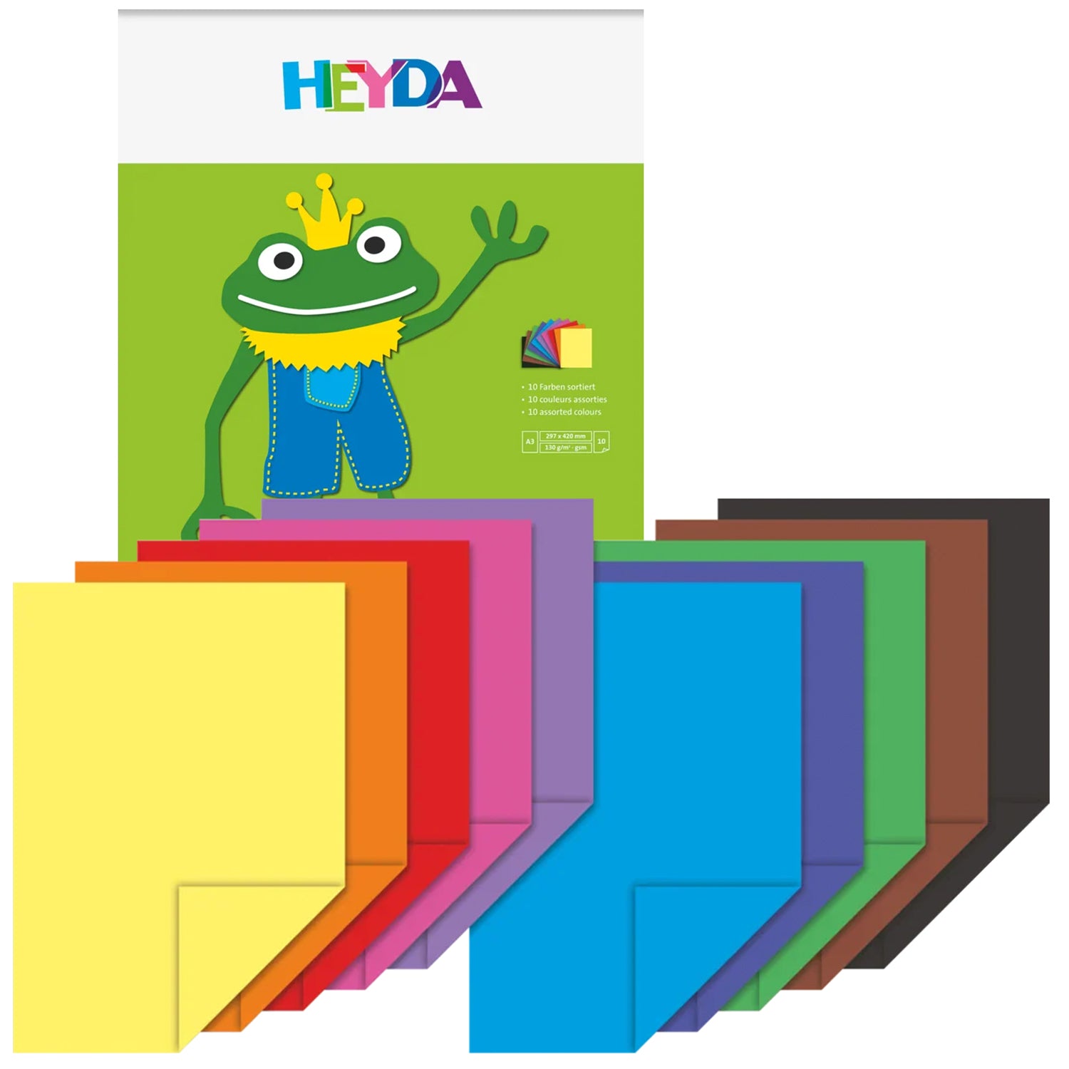 Heyda Tonzeichenpapier Block A3 · 10 Farben