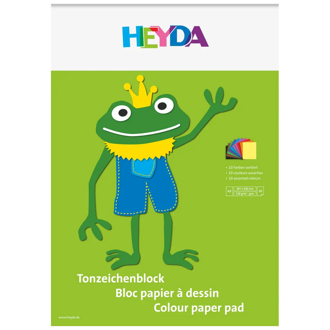 Heyda Tonzeichenpapier Block A3 · 10 Farben