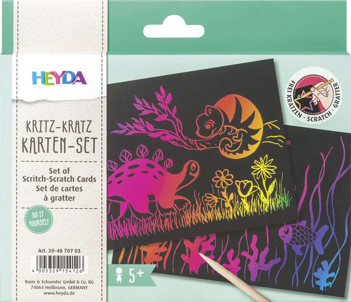 Heyda-Kritz-Kratz-Karten-Set-mit-Regenbogen-Effekt-ovp-204870703-Lafueliki