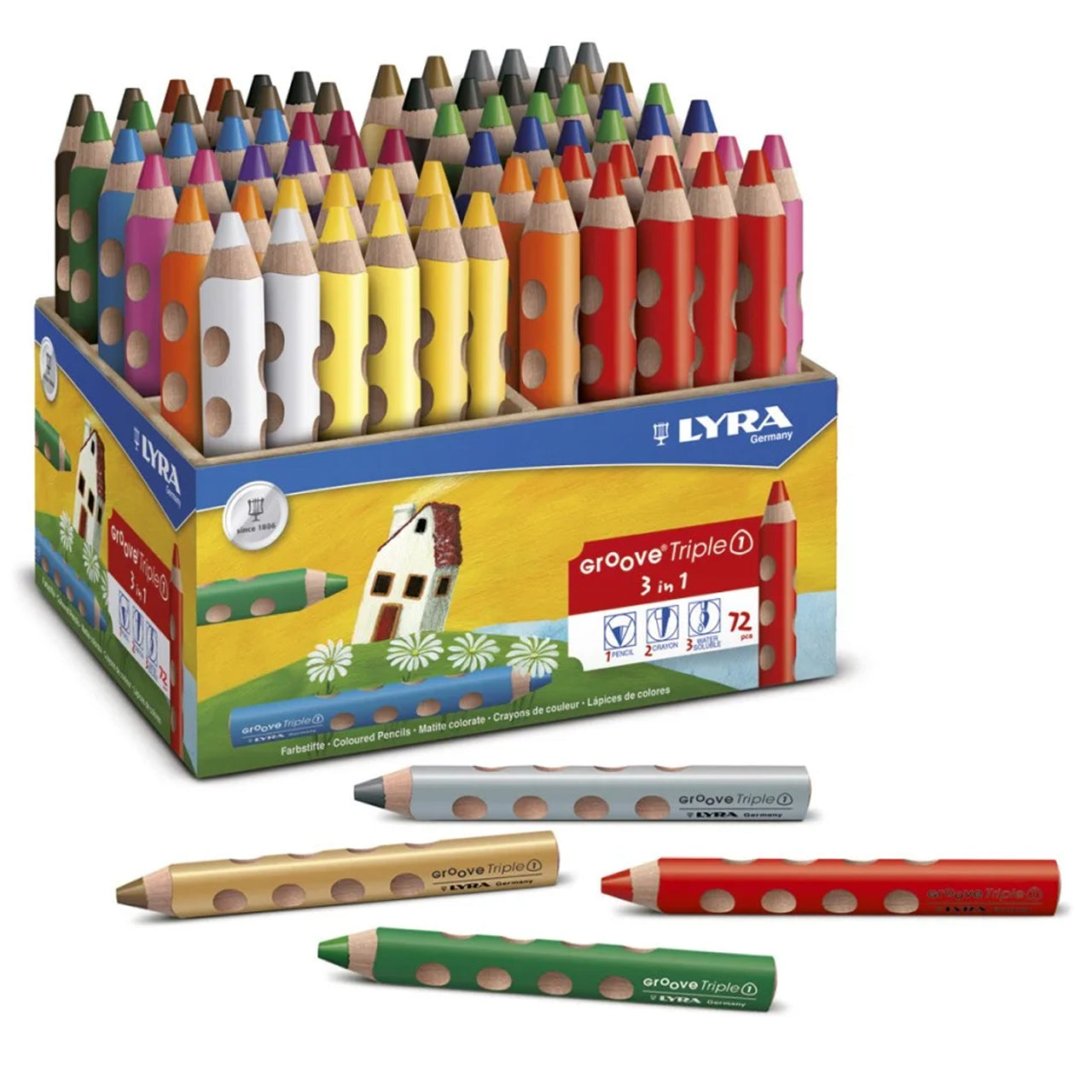 LYRA Groove Triple 1 · Jumbo Buntstifte · farbig sortiert · 72 Stueck · Holzaufsteller