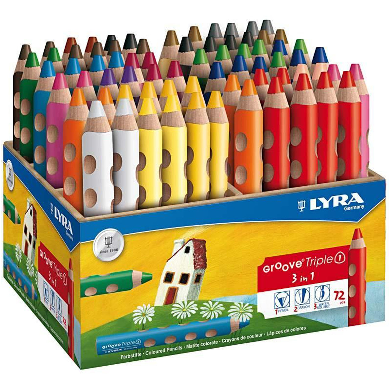 LYRA Groove Triple 1 · Jumbo Buntstifte · farbig sortiert · 72 Stueck · Holzaufsteller
