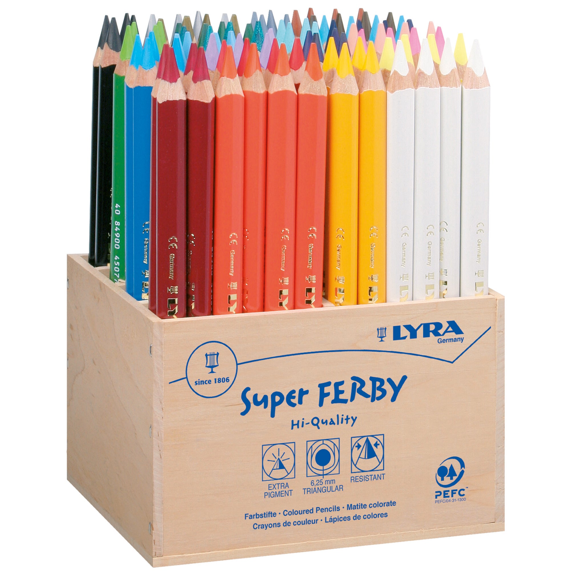 LYRA Super Ferby · Buntstifte · lackiert · farbig sortiert · 96 Stück · Holzaufsteller