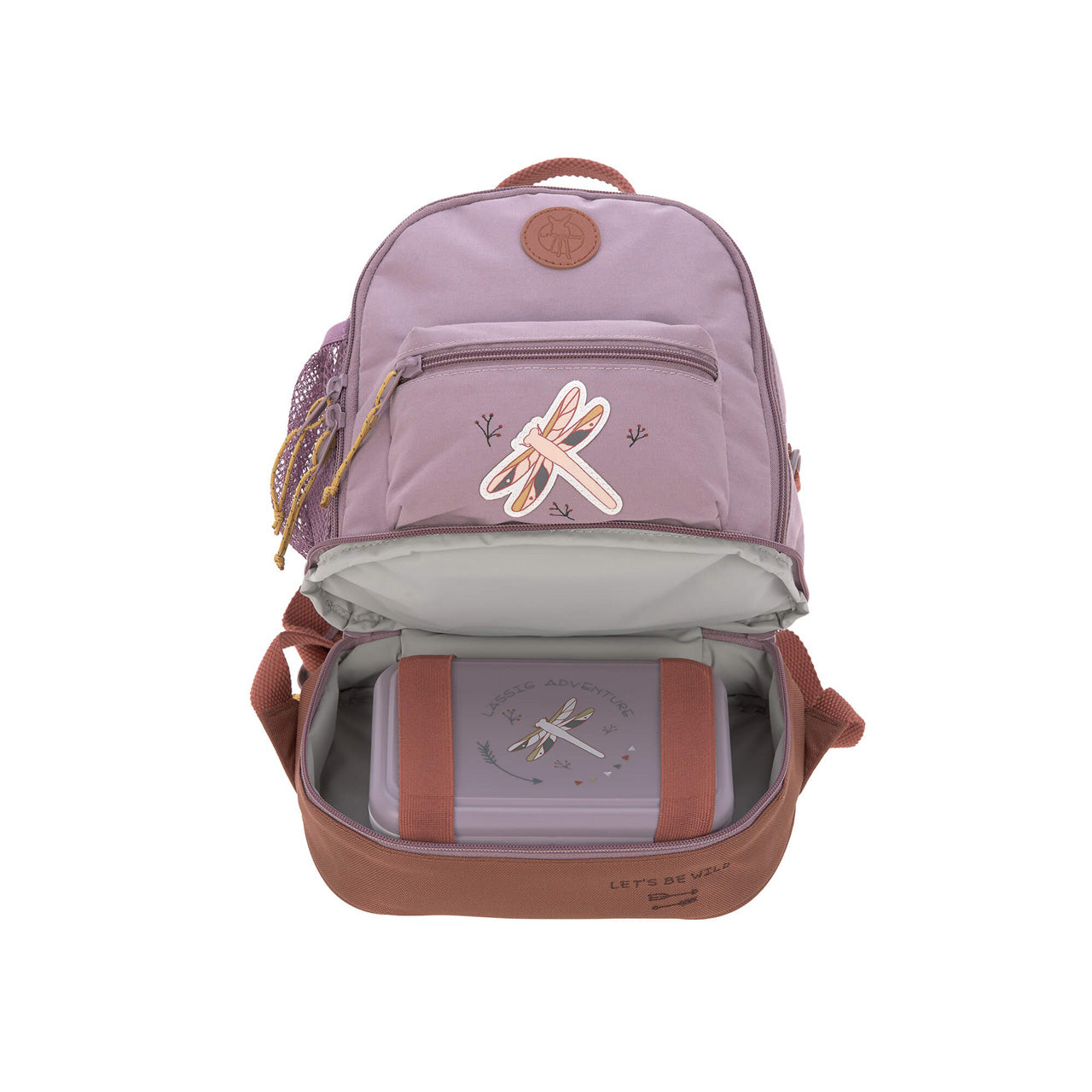 Laessig-Kindergartenrucksack-Adventure-lila-Kinder-rucksack-offen-mit-brotdose-1203001332-lafueliki