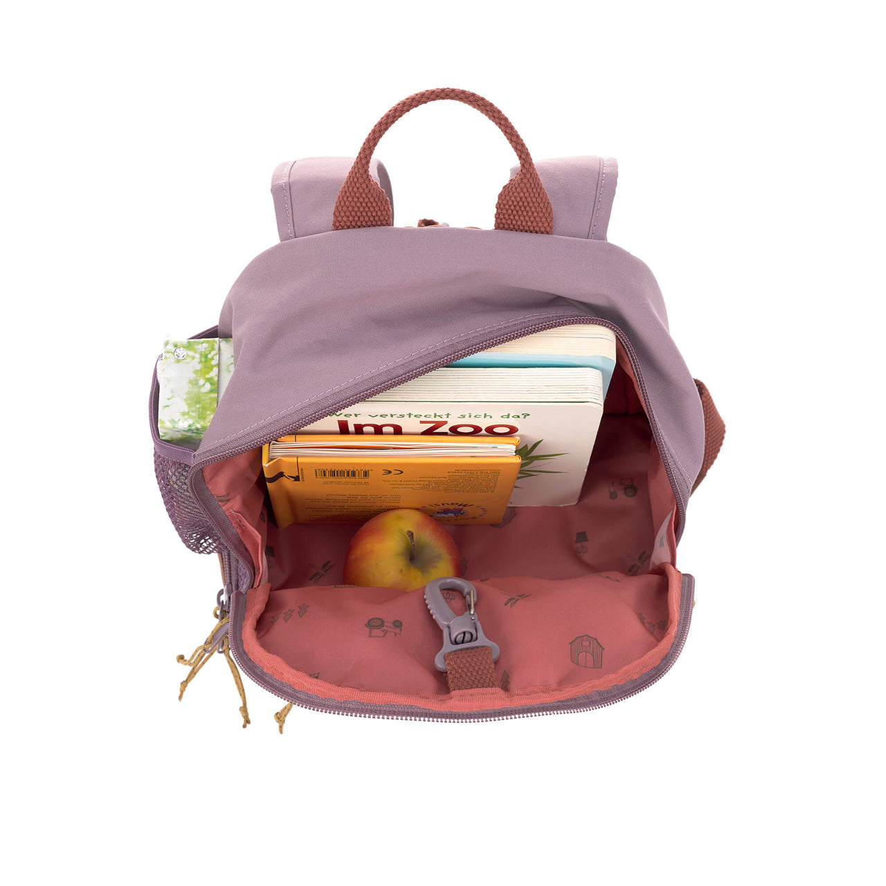Laessig-Kindergartenrucksack-Adventure-lila-Kinder-rucksack-offen-mit-inhalt-1203001332-lafueliki