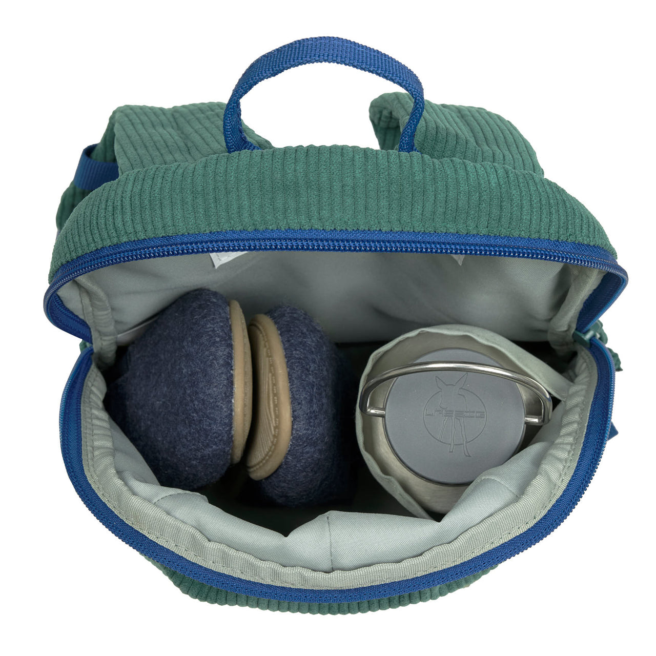 Laessig-Kindergartenrucksack-Tiny-Cord-Little-Gang-Fun-gruen-1203042339-Rucksack-offen-lafueliki