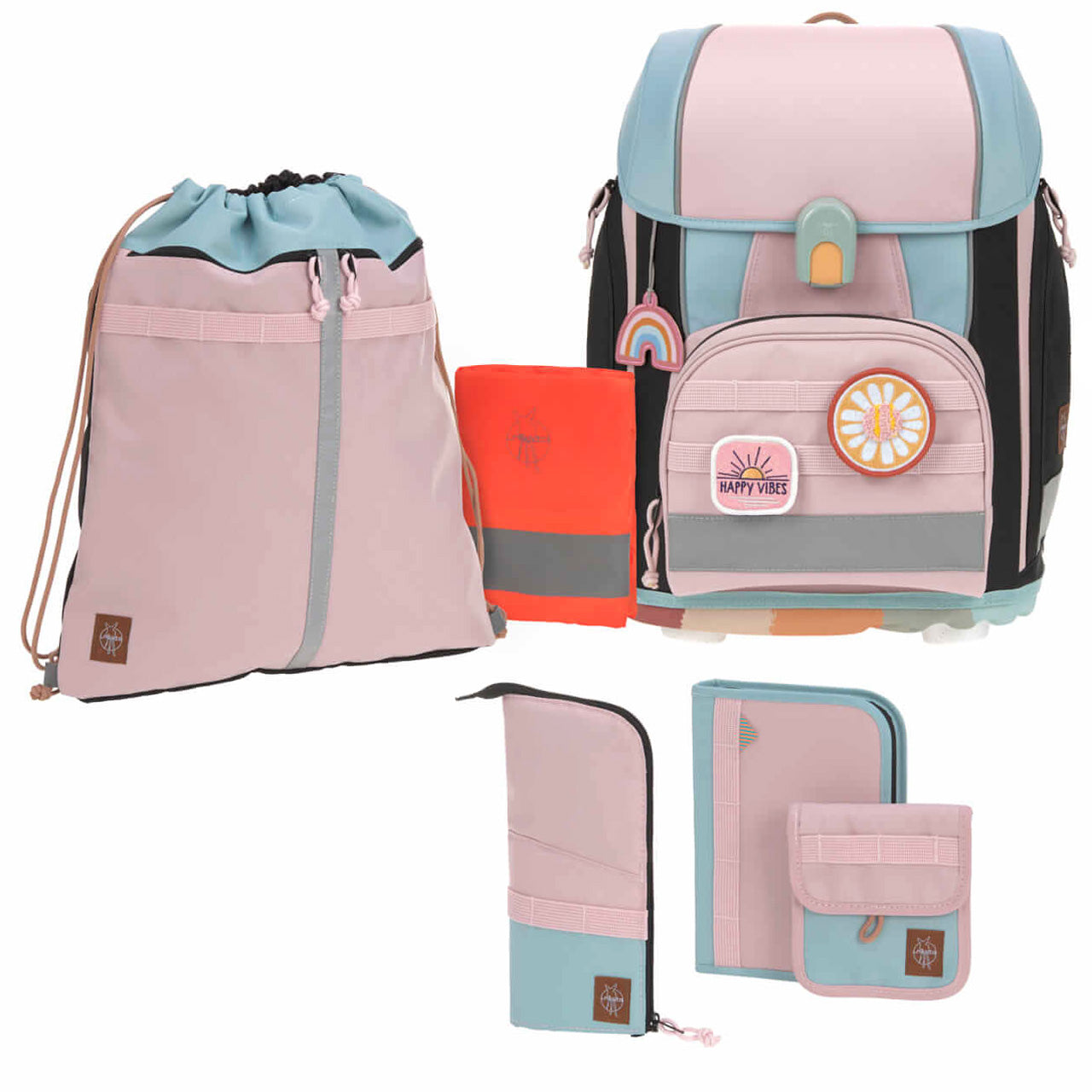 Lässig Schulranzen-Set Boxy Unique · Rose Blue Black · 7-teilig