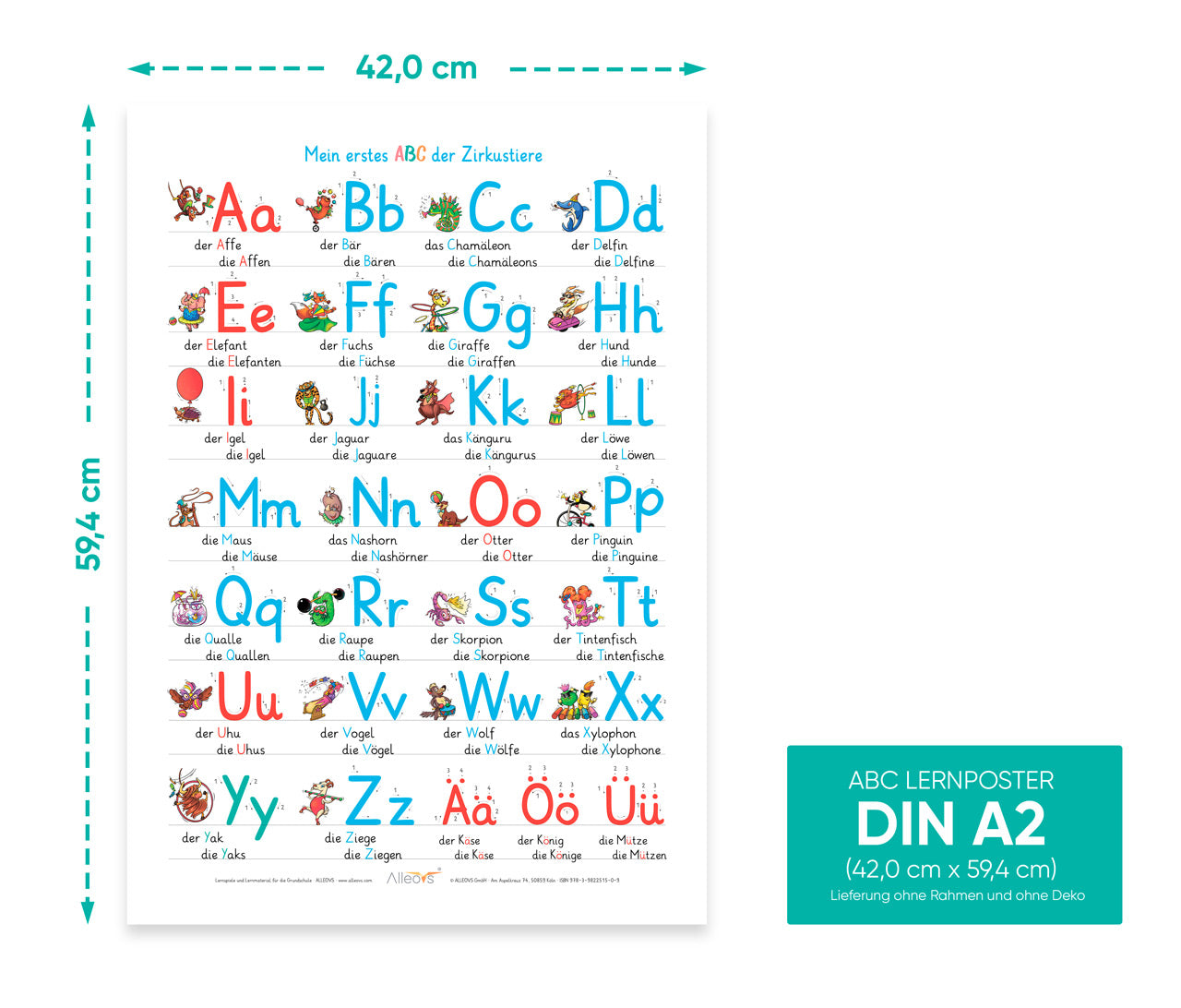 Lernposter-Din-A2-Mein-erstes-ABC-der-Zirkustiere-Grundschule-Alleovs-lafueliki