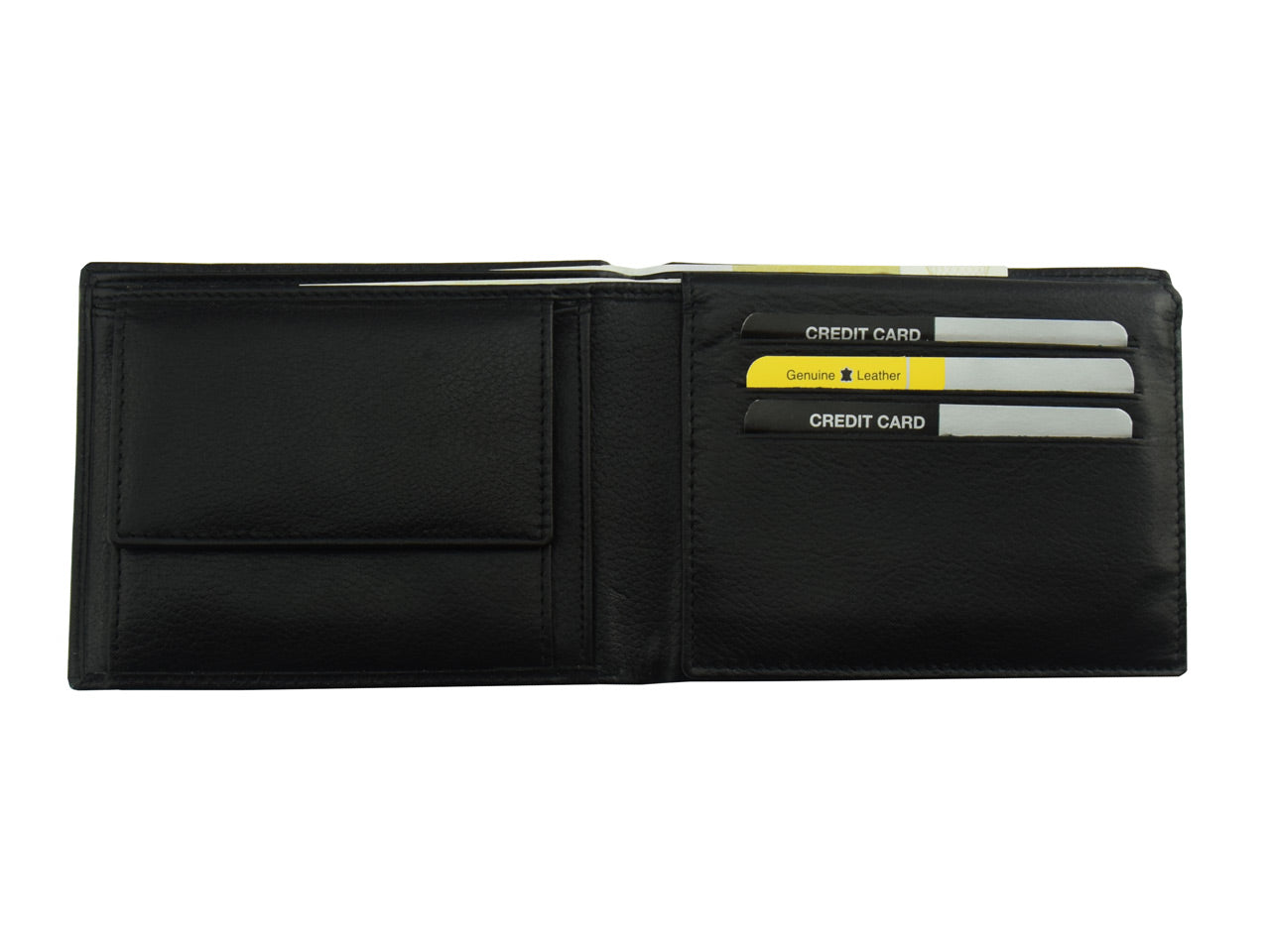 Linkshaender-Portmonnaie-Gelboerse-anicht-offen-1-Classic-schwarz-leder-lafueliki