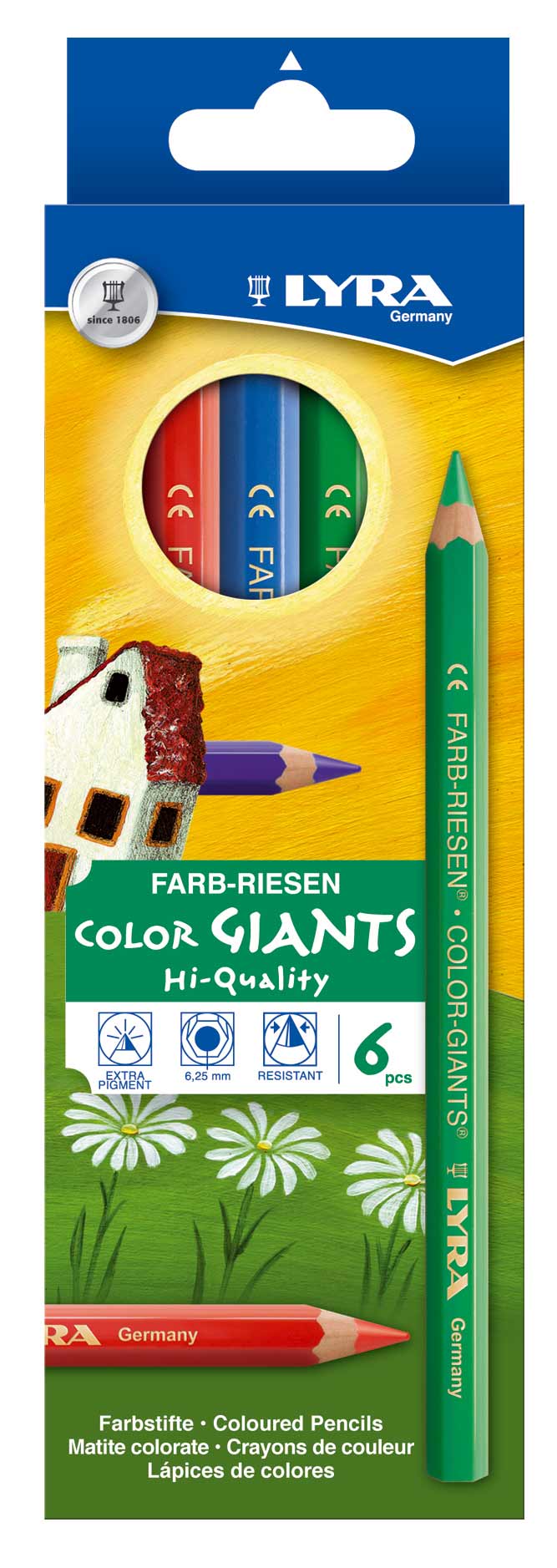 Lyra-Farb-Riesen-Lackiert-6er-set-sechskant