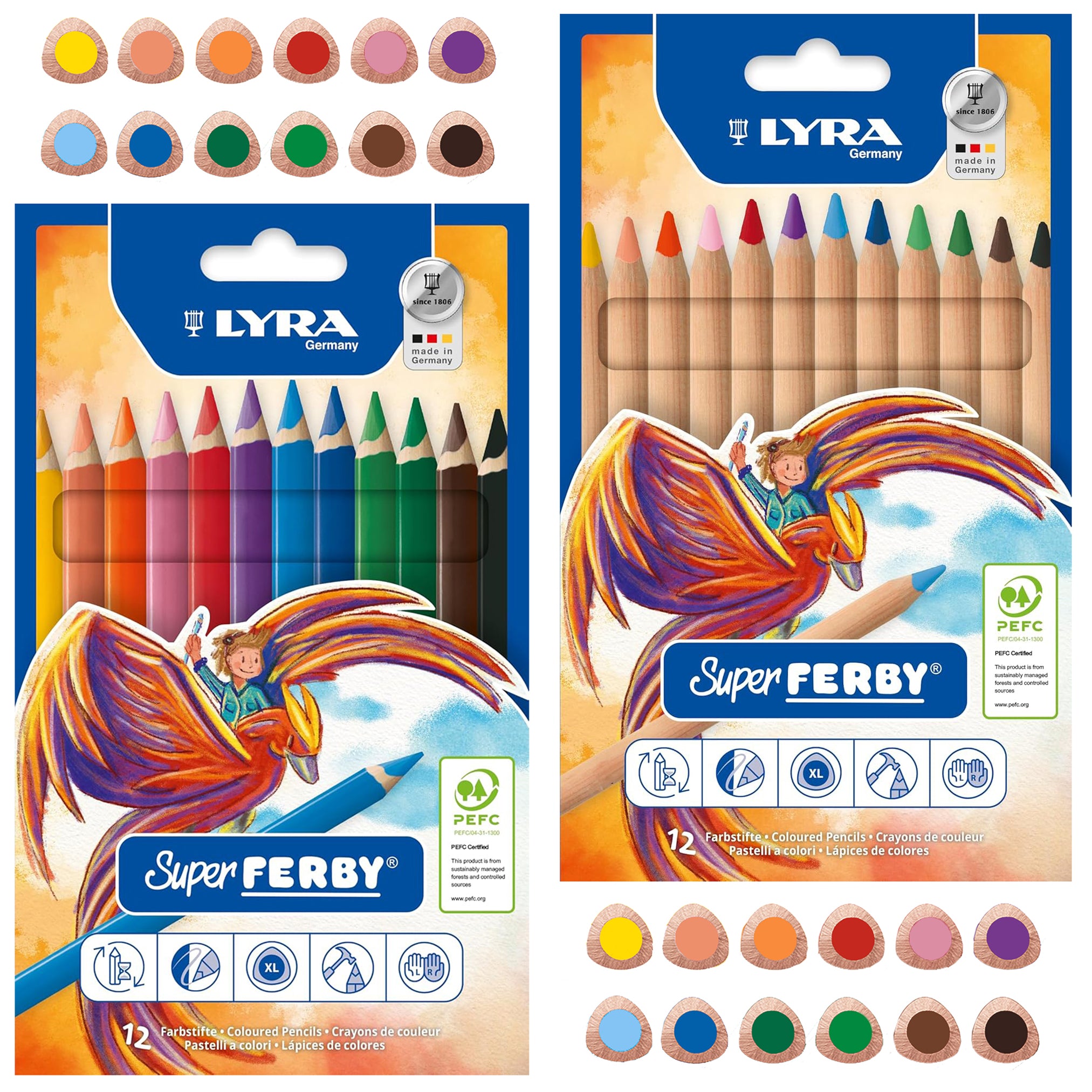Lyra Super Ferby Buntstifte · 12 Farben · dreiflächig