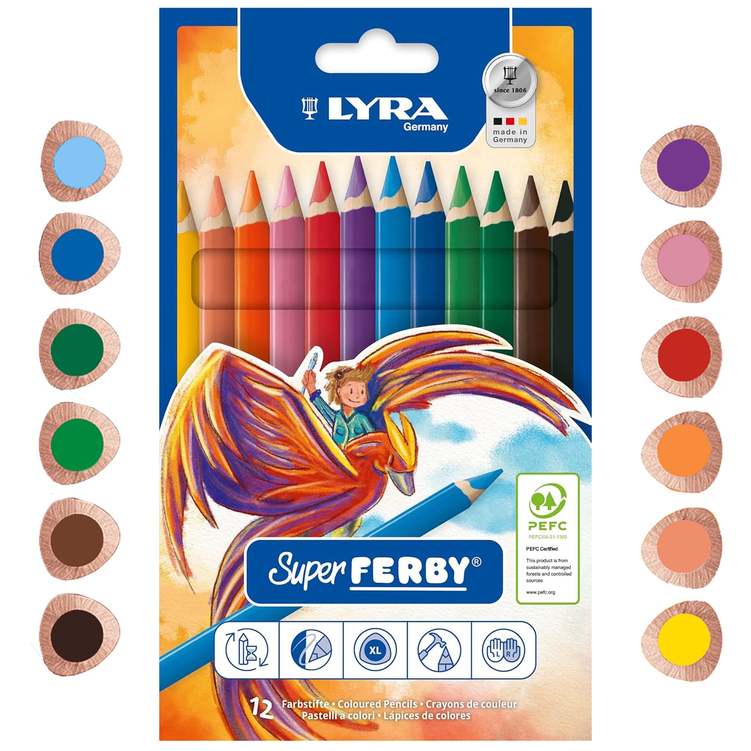 Lyra Super Ferby Buntstifte · 12 Farben · dreiflächig