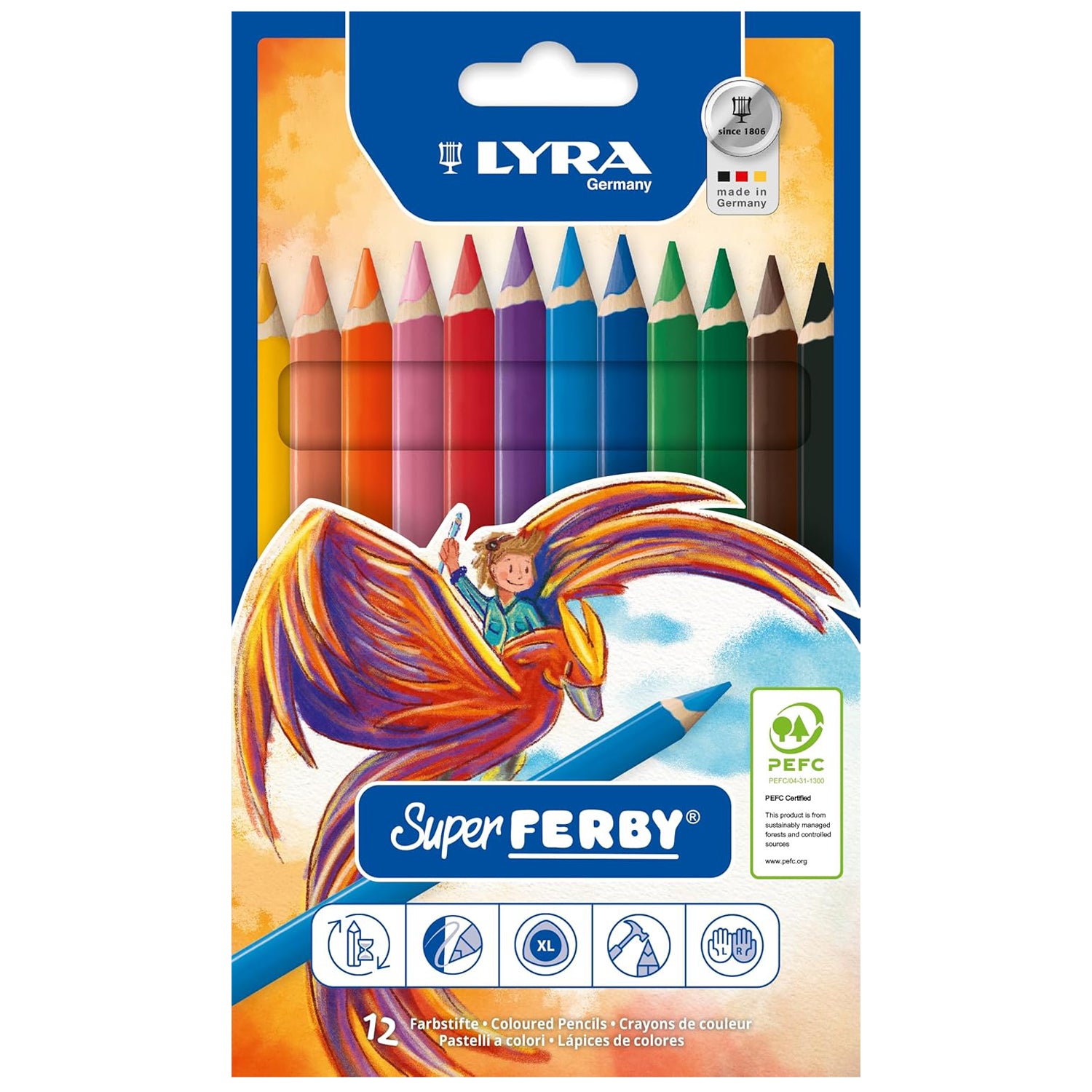 Lyra Super Ferby Buntstifte · 12 Farben · dreiflächig