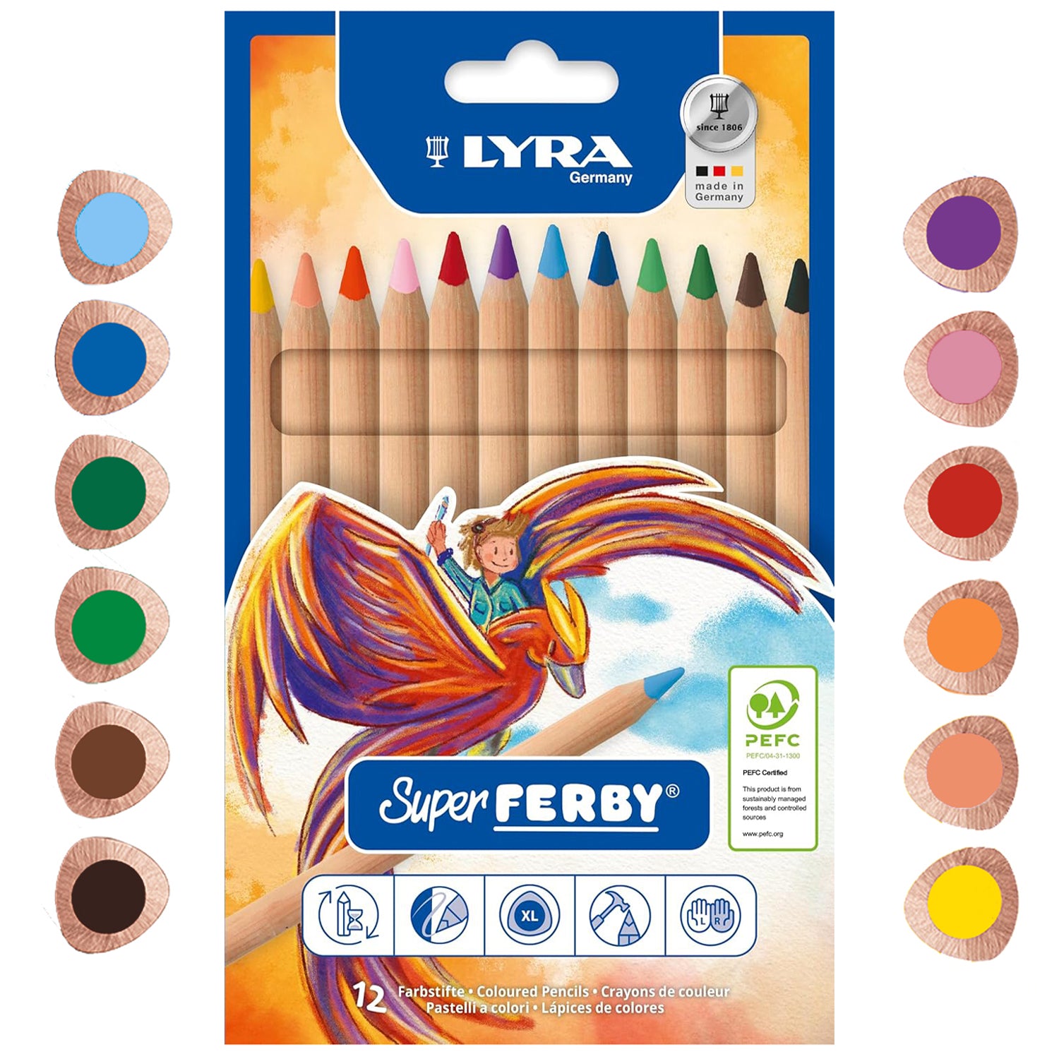 Lyra Super Ferby Buntstifte · 12 Farben · dreiflächig