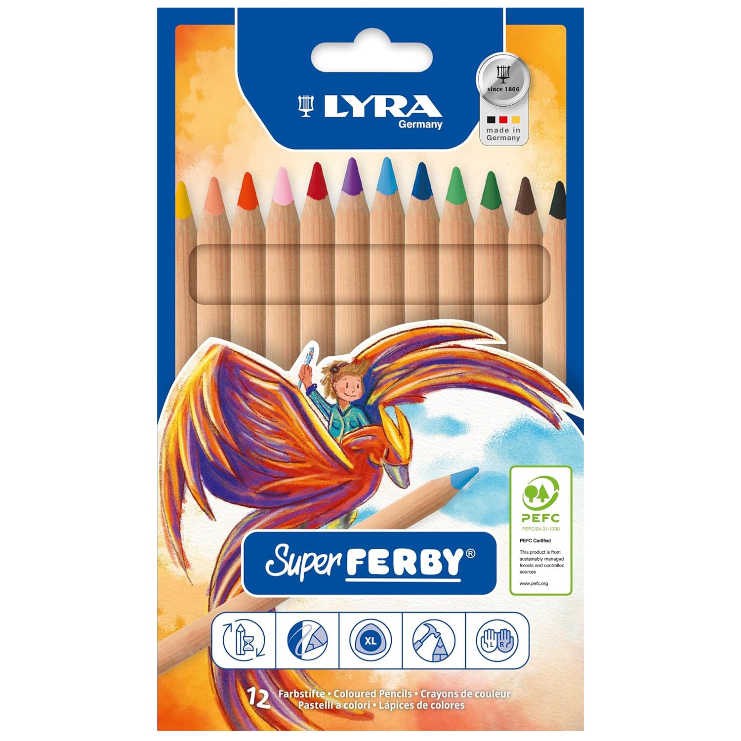 Lyra Super Ferby Buntstifte · 12 Farben · dreiflächig