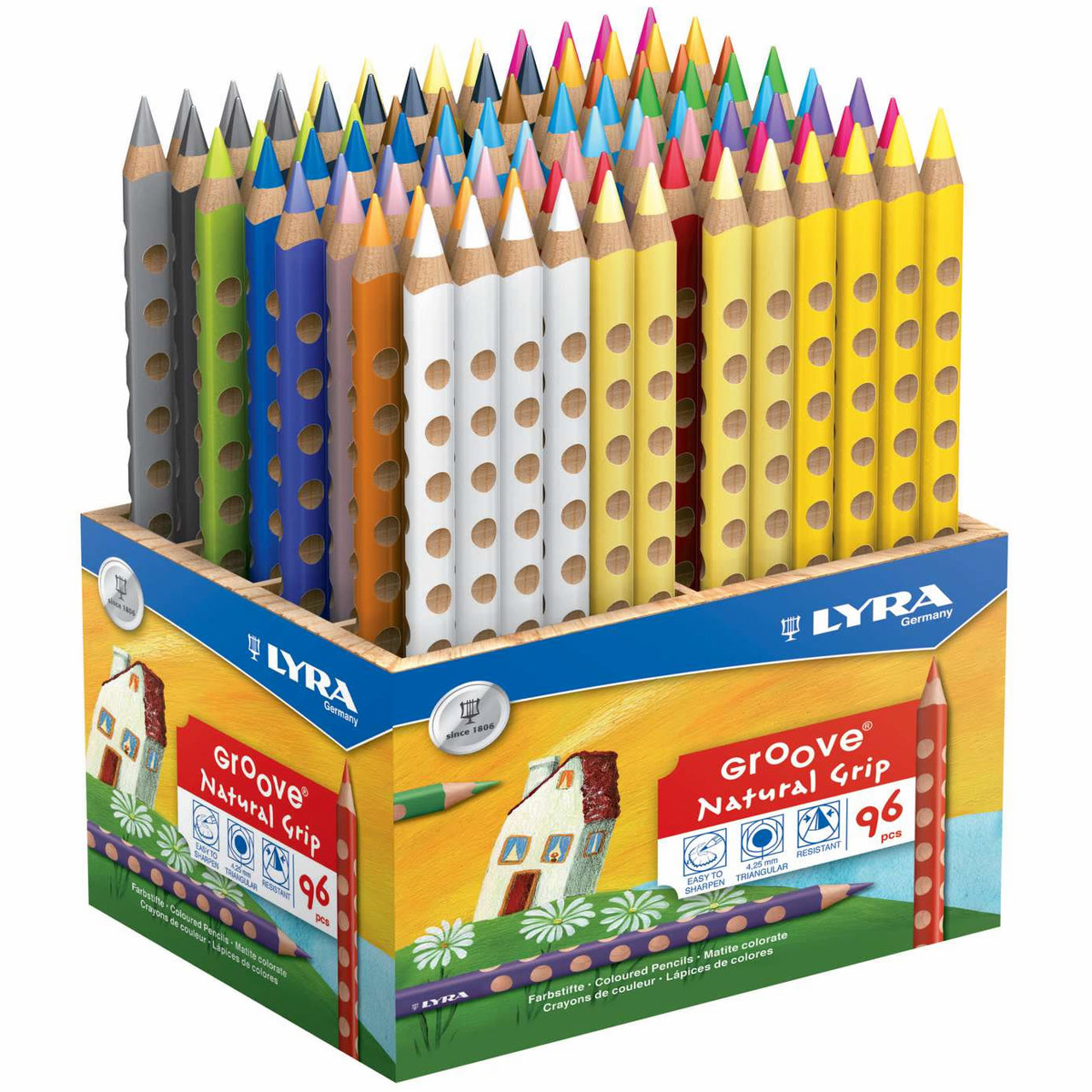 LYRA Groove Jumbo · Buntstifte · farbig sortiert · 96 Stueck · Holzaufsteller