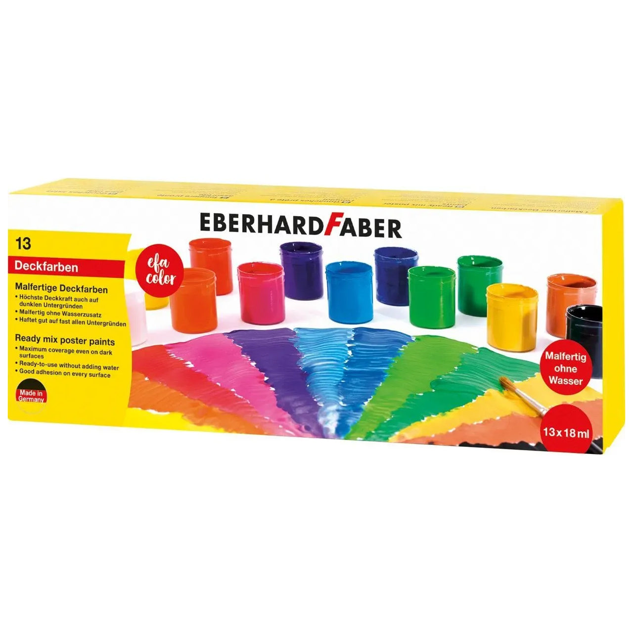 Eberhard Faber Malfertige Deckfarben · 13 Farben · 18ml Dose · Schulmalfarben